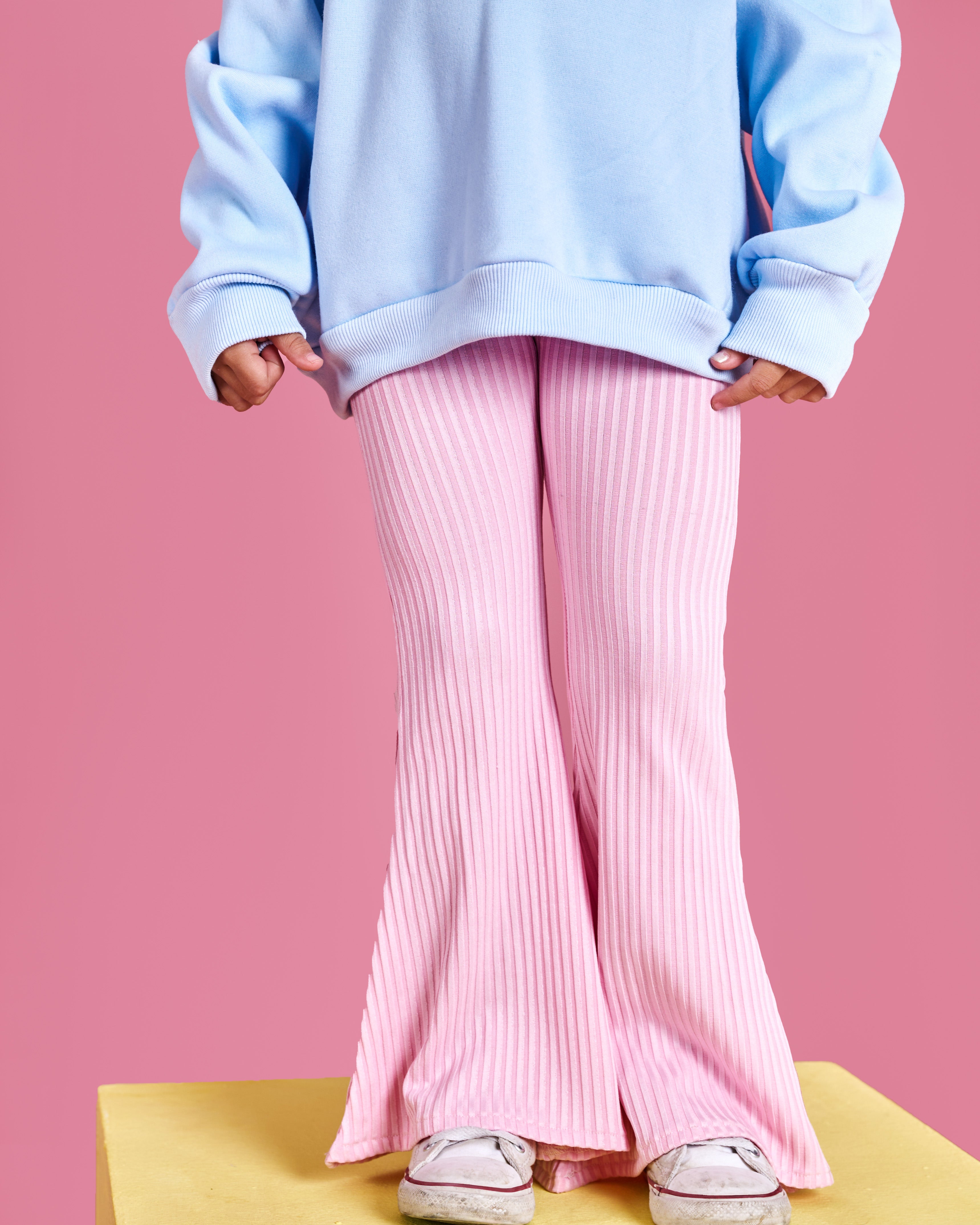 Kids Lil Ribbed Pants Pink