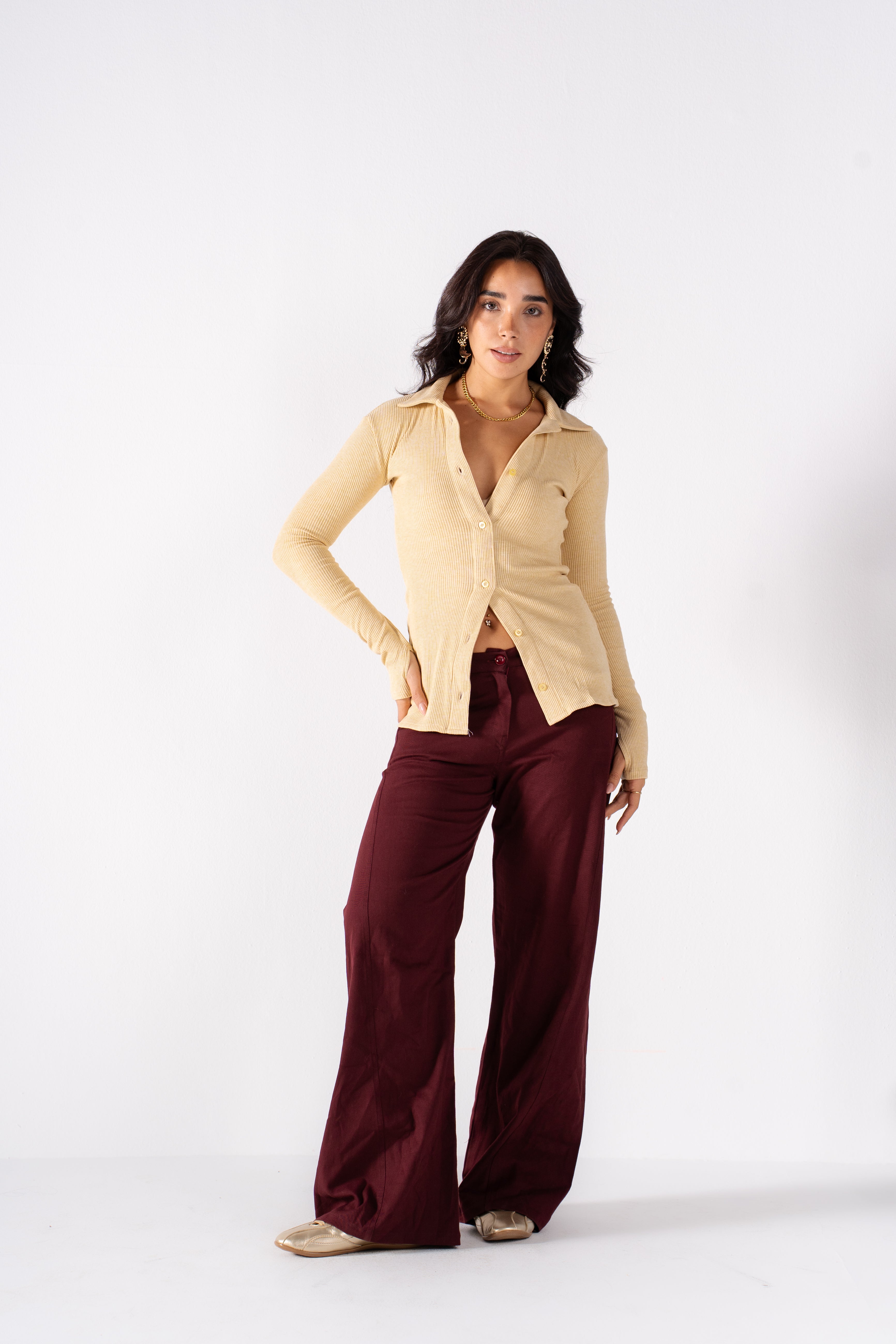 The Burgundy Wide Leg Pants