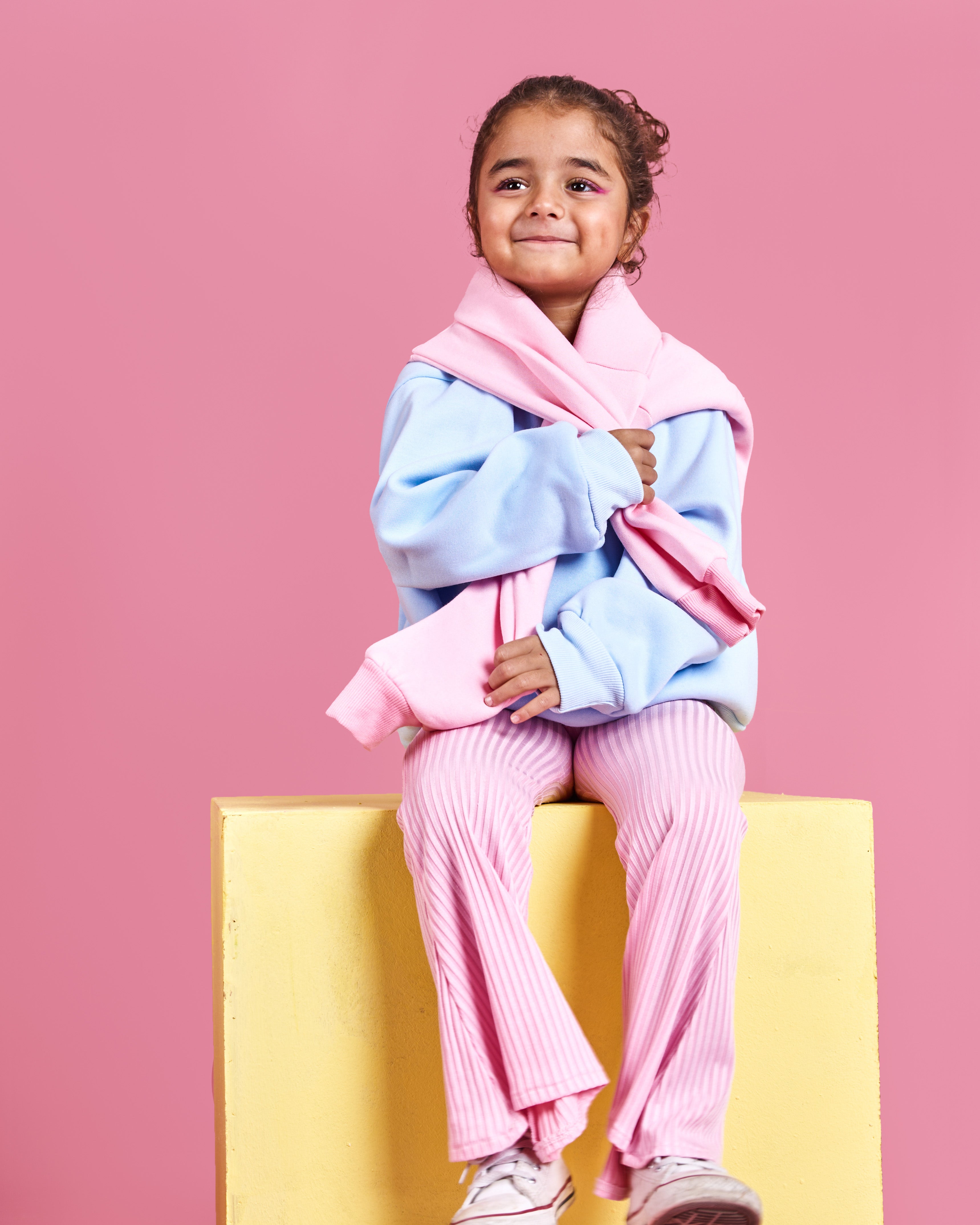 Kids Lil Ribbed Pants Pink