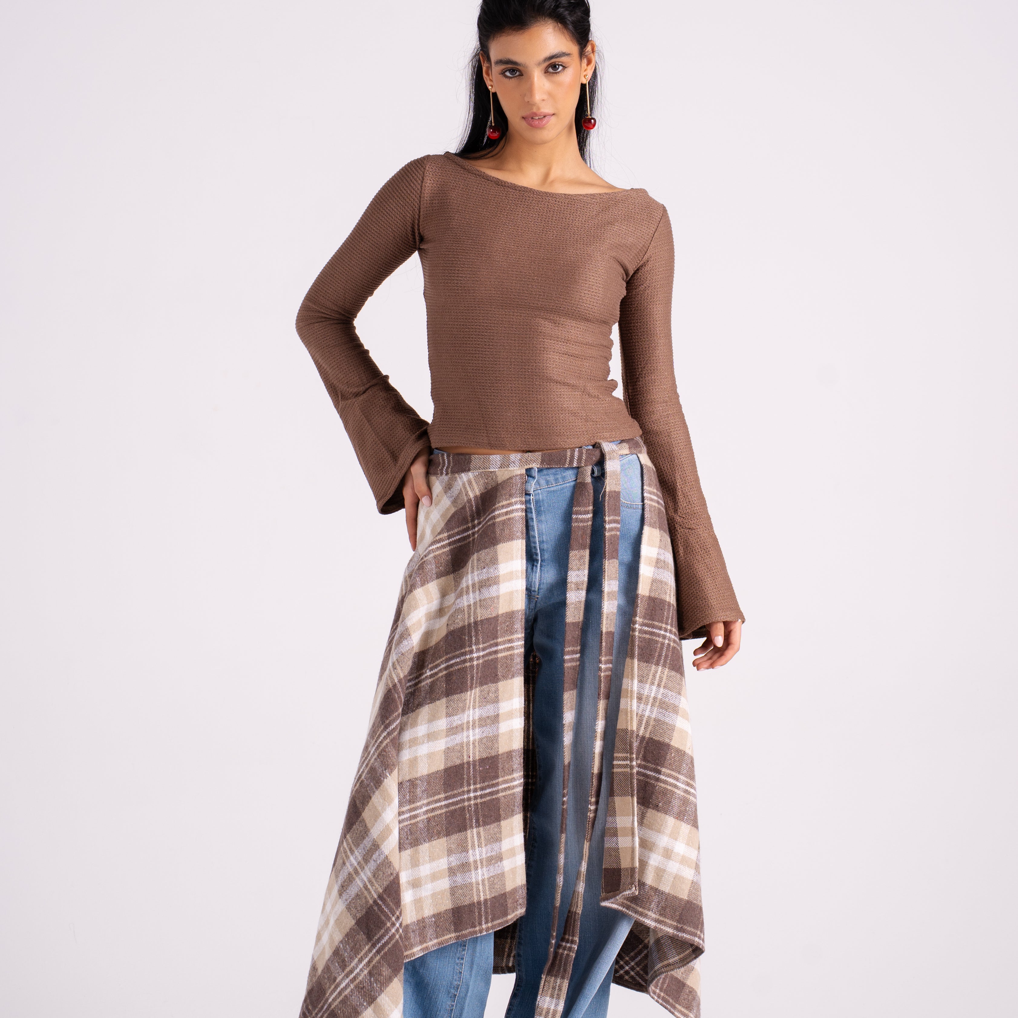 The Long Checkered Waist Wrap