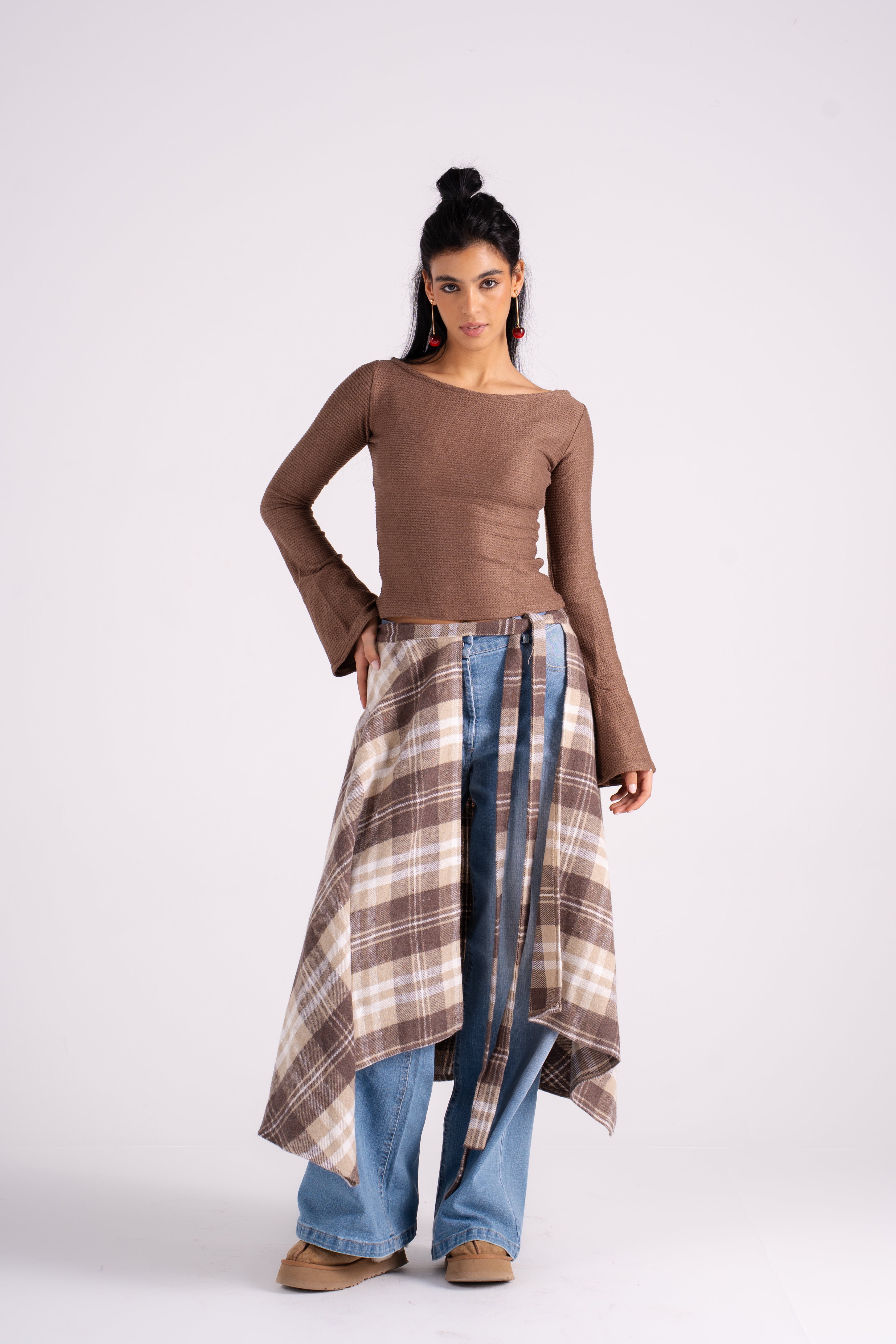 The Long Checkered Waist Wrap