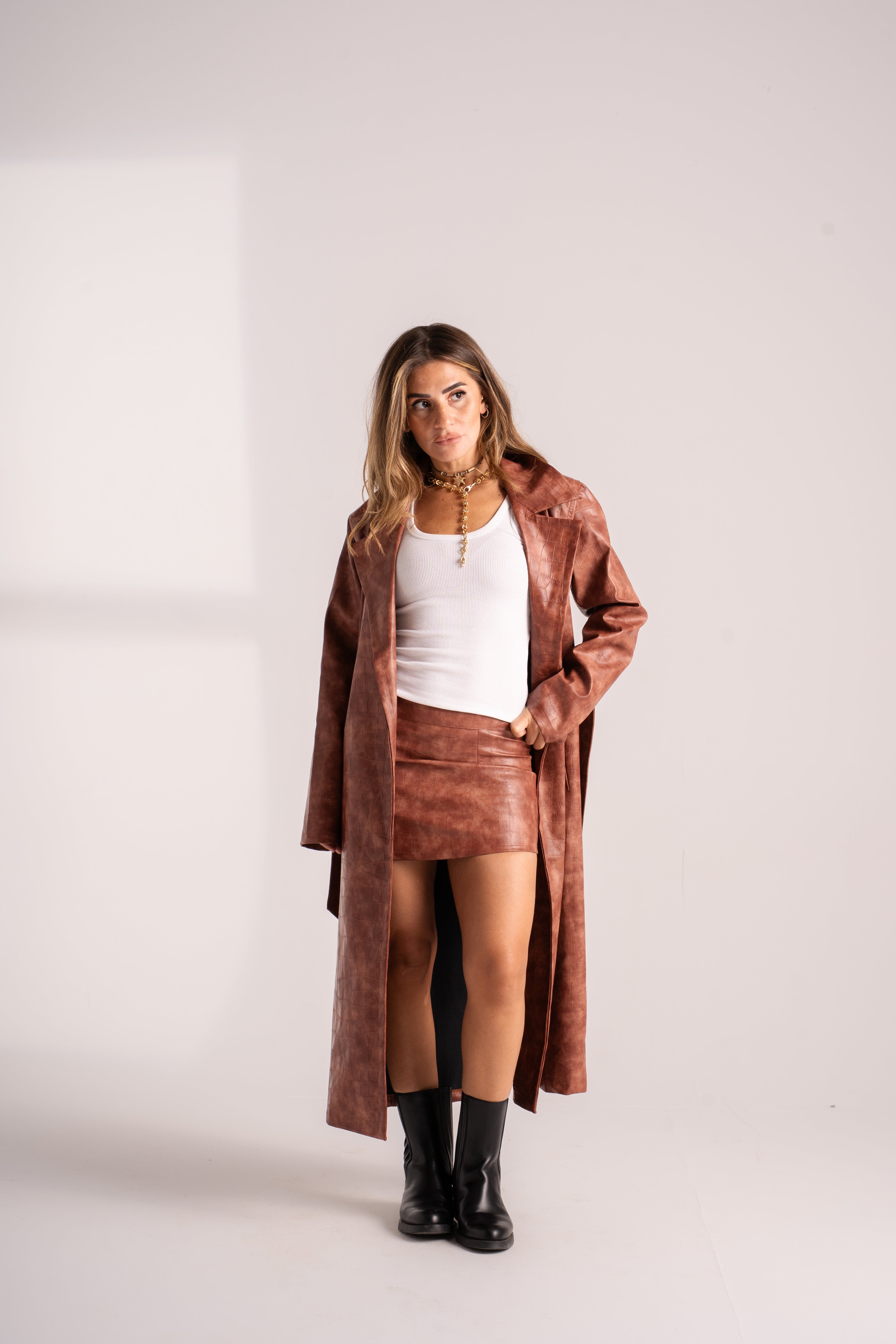 The Brick Leather Skirt