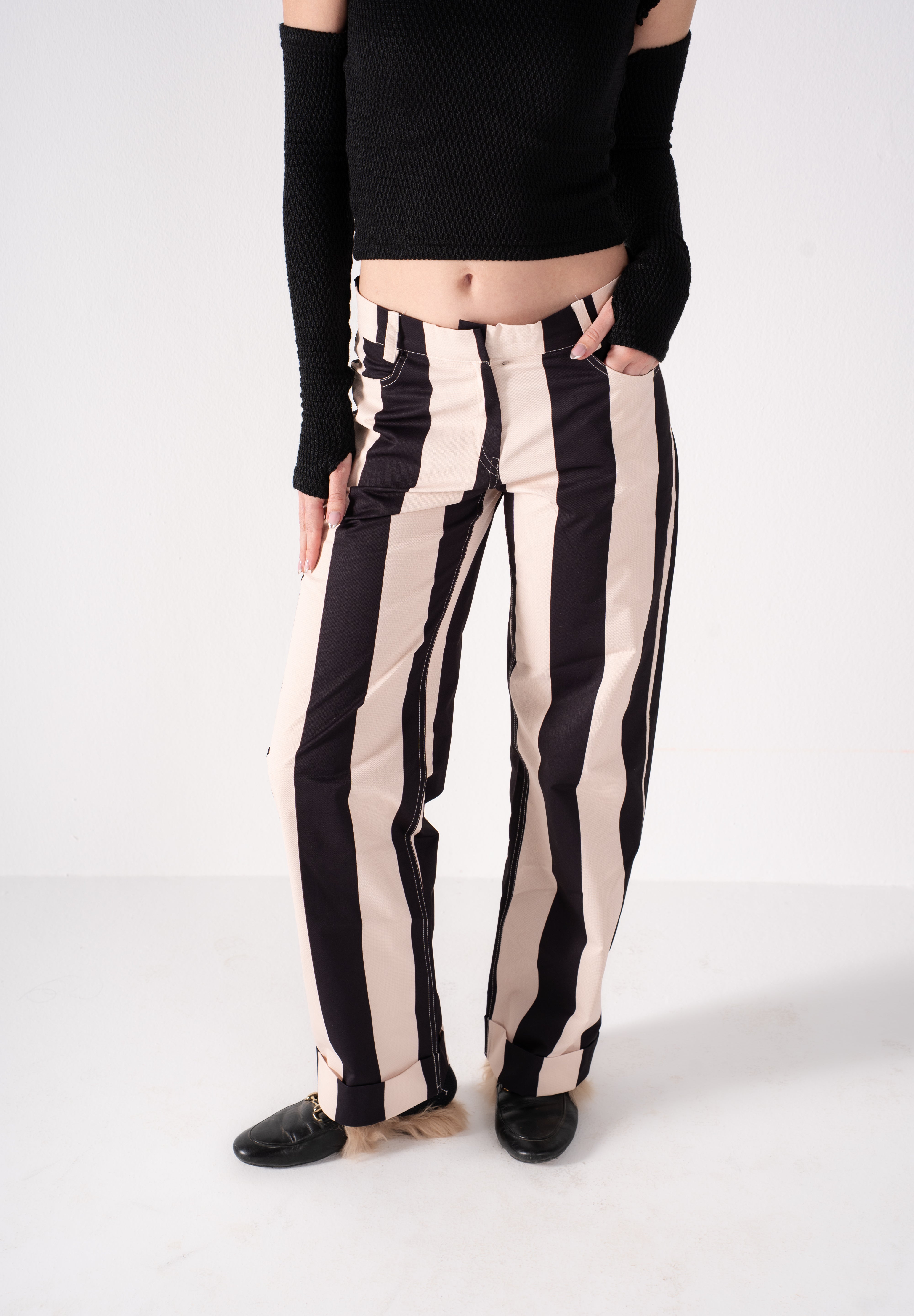 The Parallel Line Pants - Black X Creme