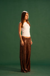 The Sequin Pants - Caramel