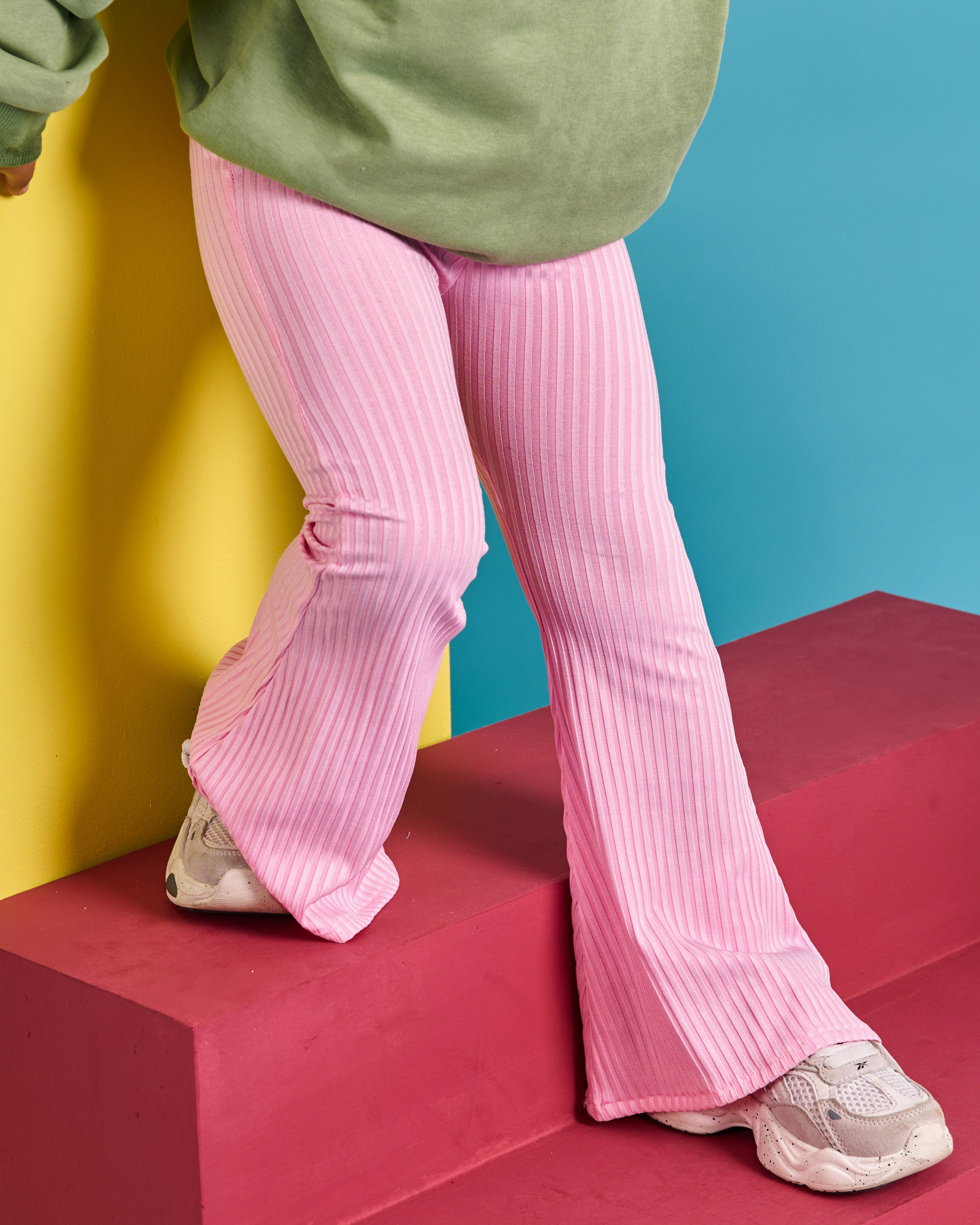 Kids Lil Ribbed Pants Pink