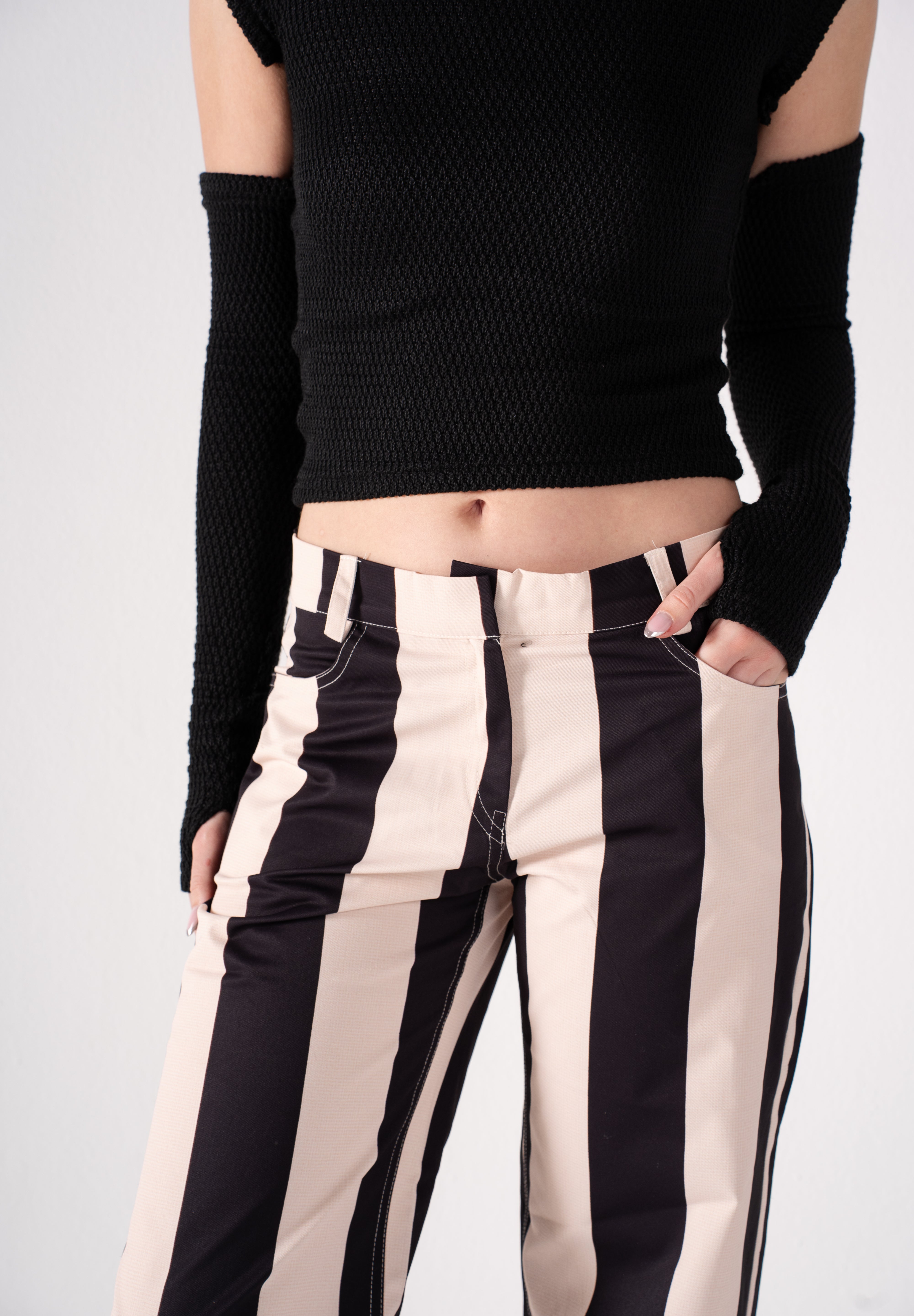 The Parallel Line Pants - Black X Creme
