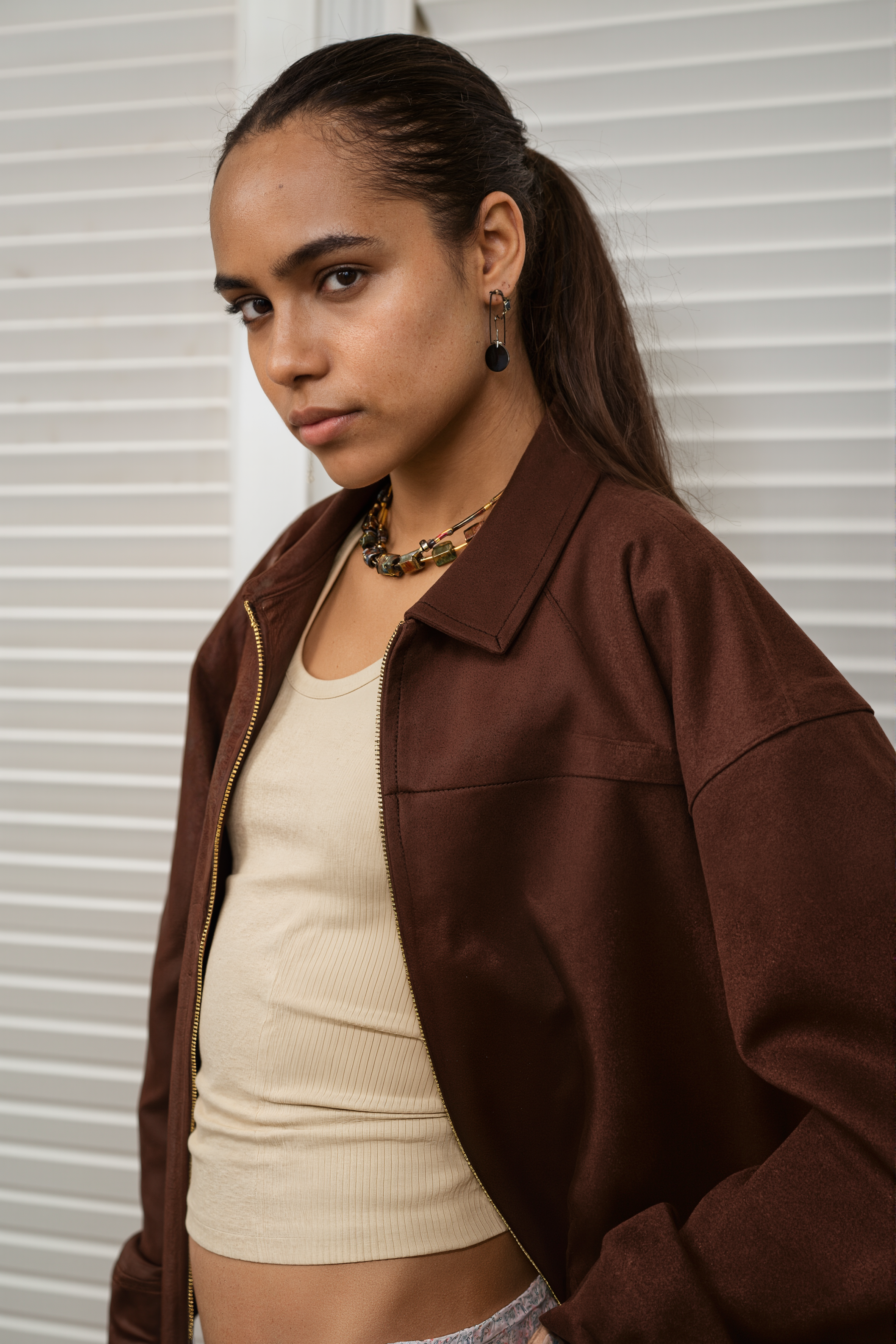 The Oversized Suede Jacket - Brown