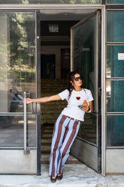 The Parallel Line Pants - BrownXBaby Blue