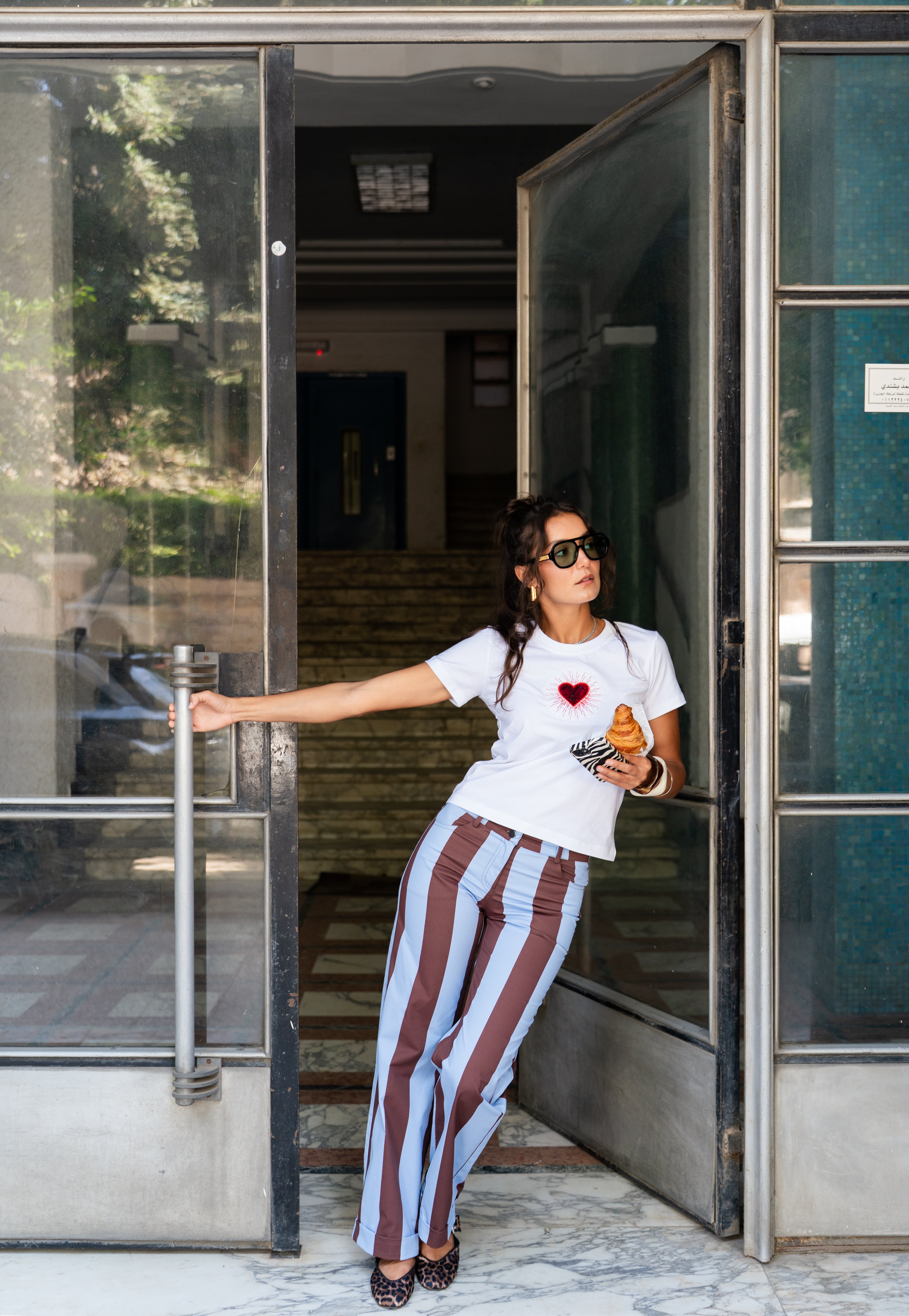 The Parallel Line Pants - BrownXBaby Blue