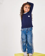 Kids The Navy Heart Rib Top