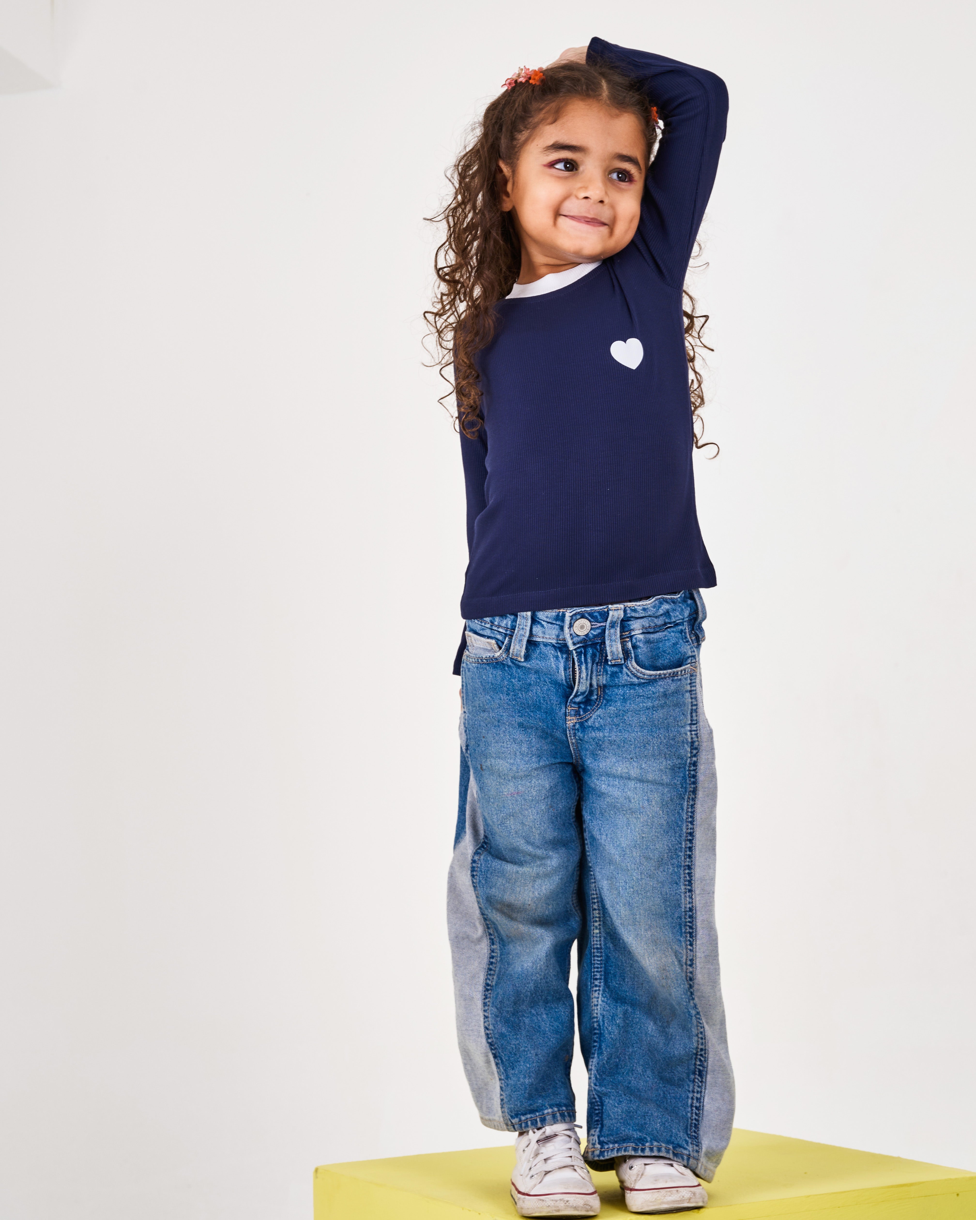 Kids The Navy Heart Rib Top