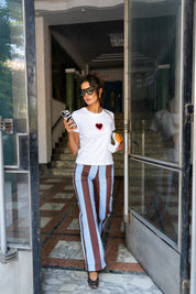 The Parallel Line Pants - BrownXBaby Blue