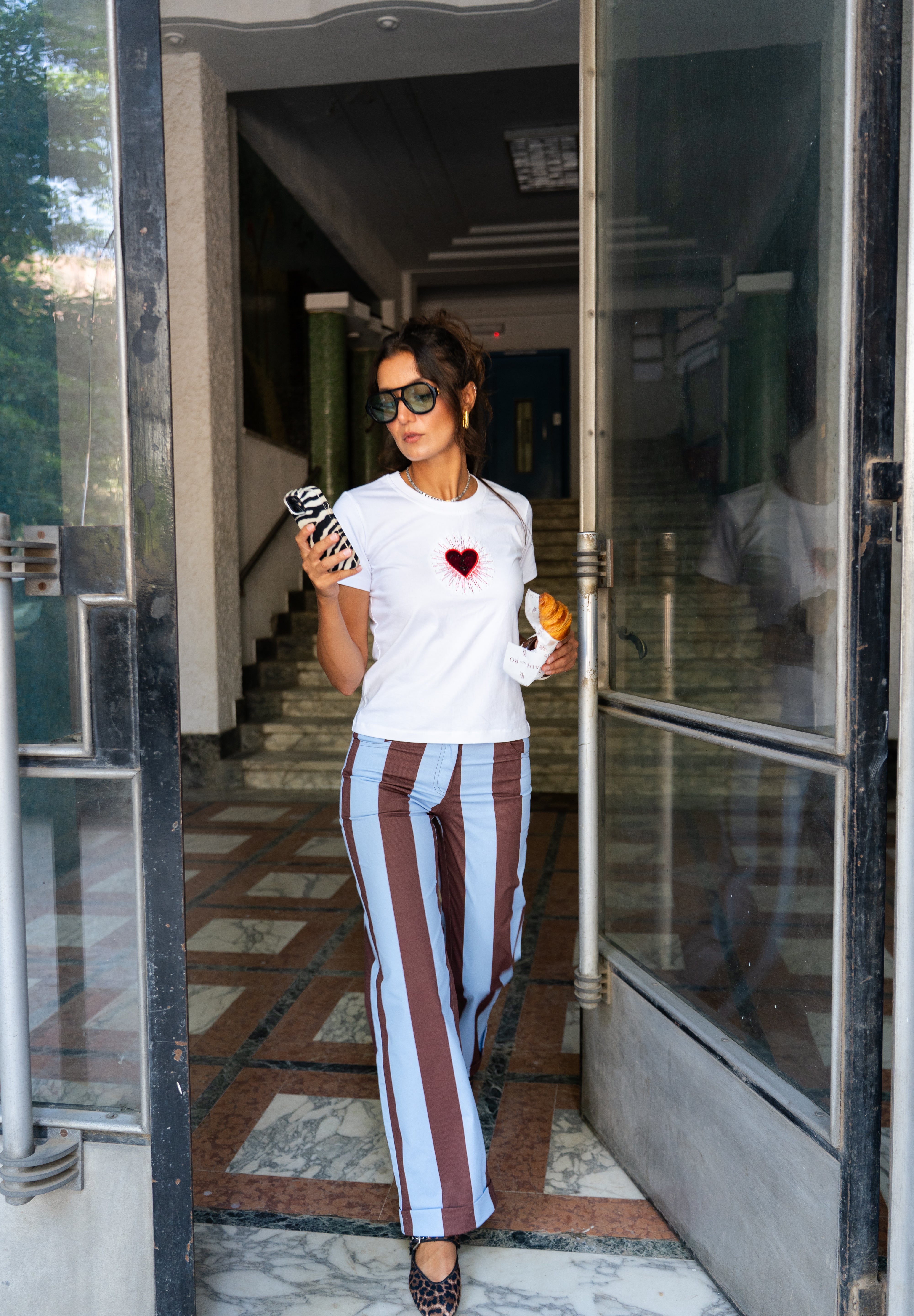 The Parallel Line Pants - BrownXBaby Blue