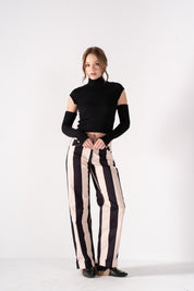 The Parallel Line Pants - Black X Creme
