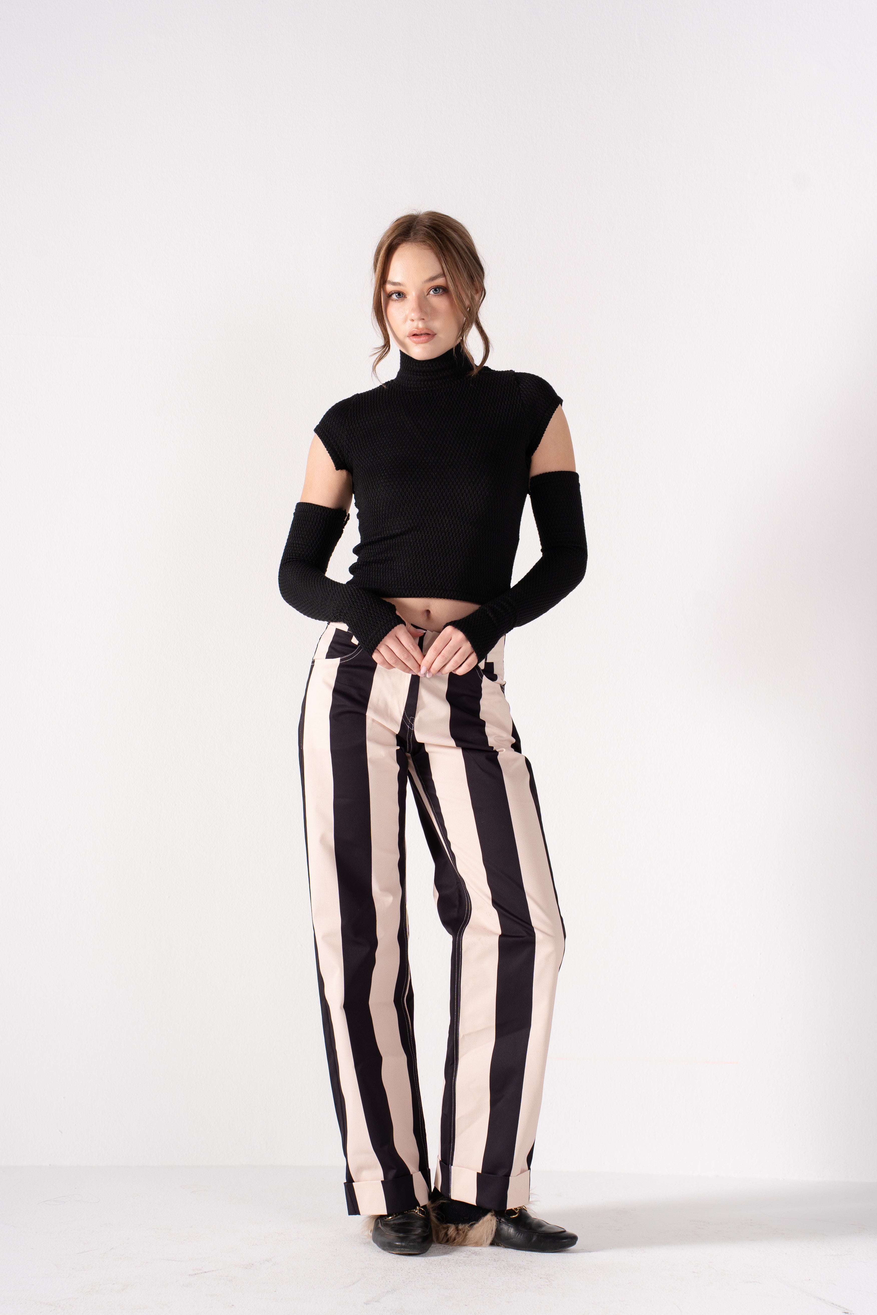 The Parallel Line Pants - Black X Creme
