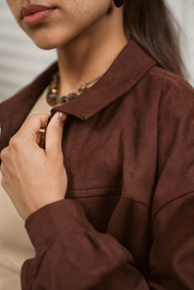 The Oversized Suede Jacket - Brown