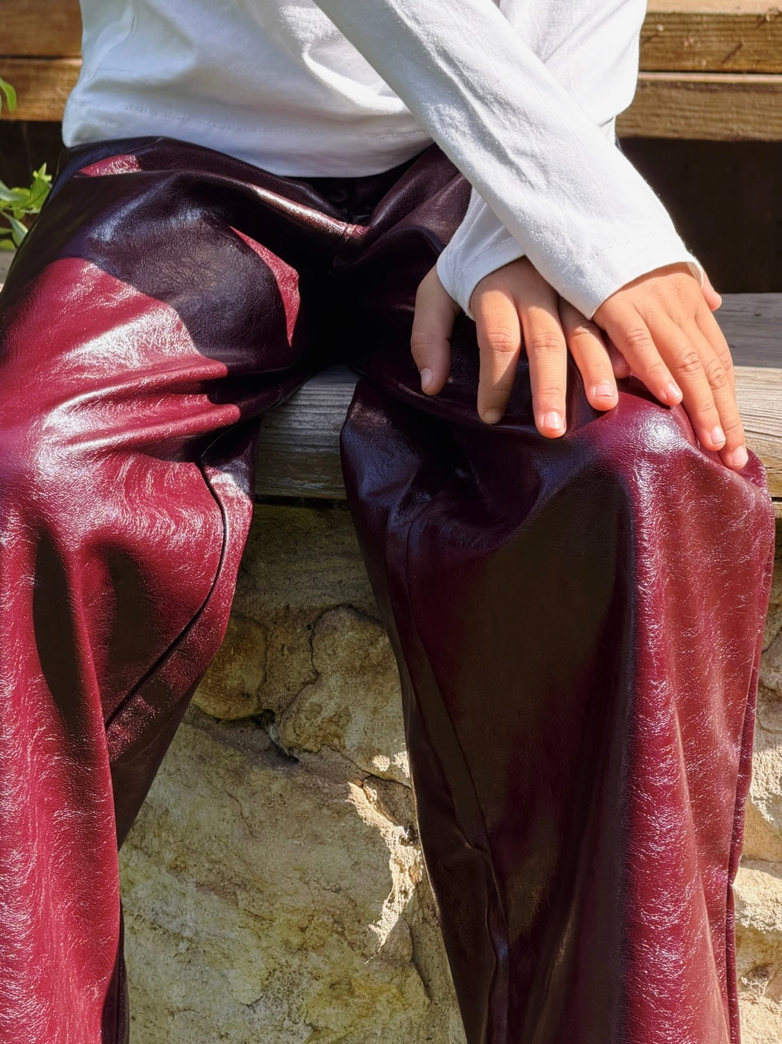 Kids Cherry Leather Pants