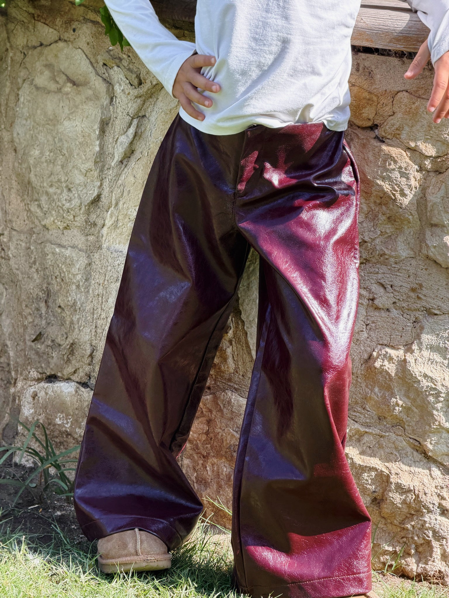 Kids Cherry Leather Pants