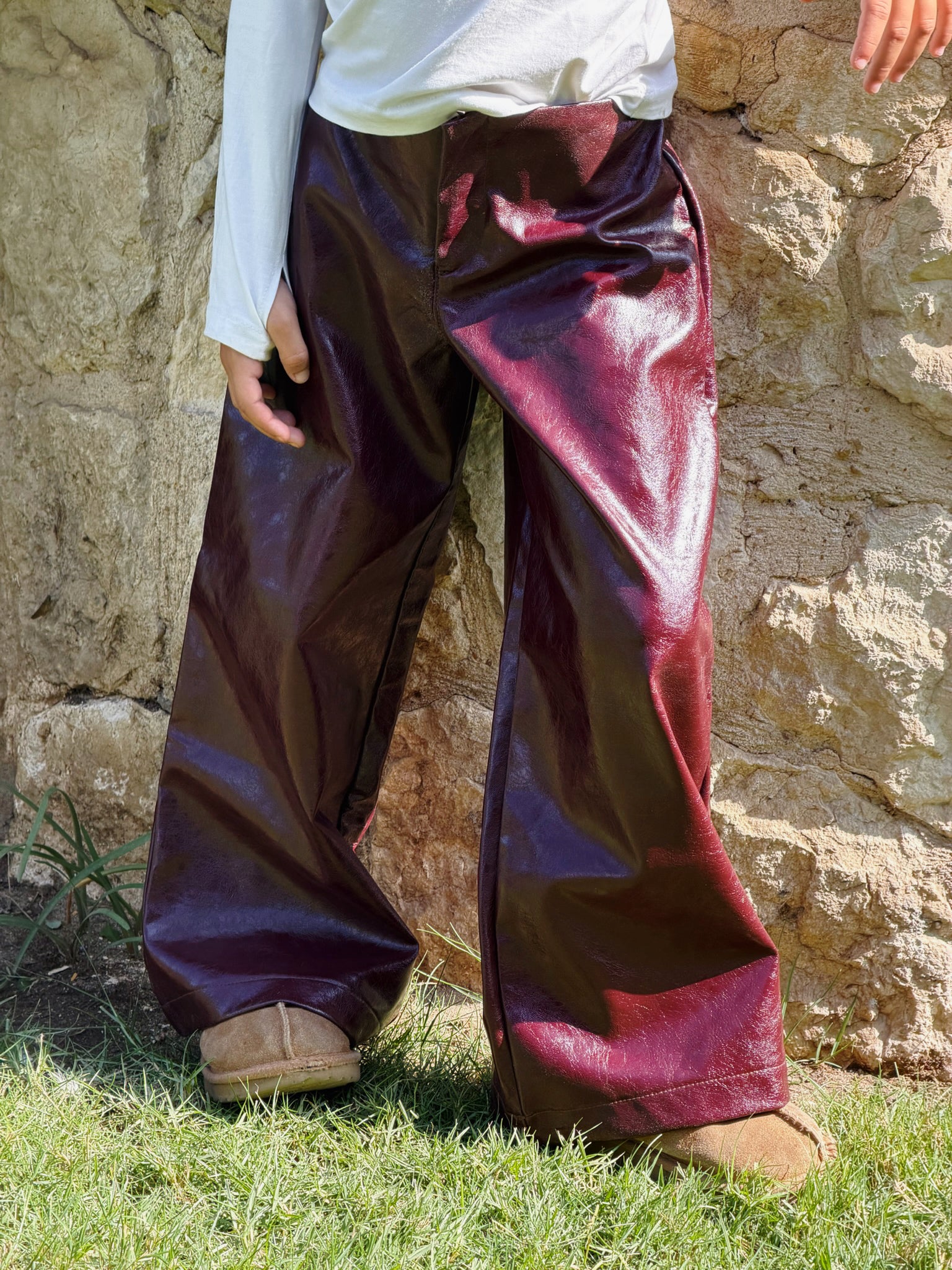 Kids Cherry Leather Pants