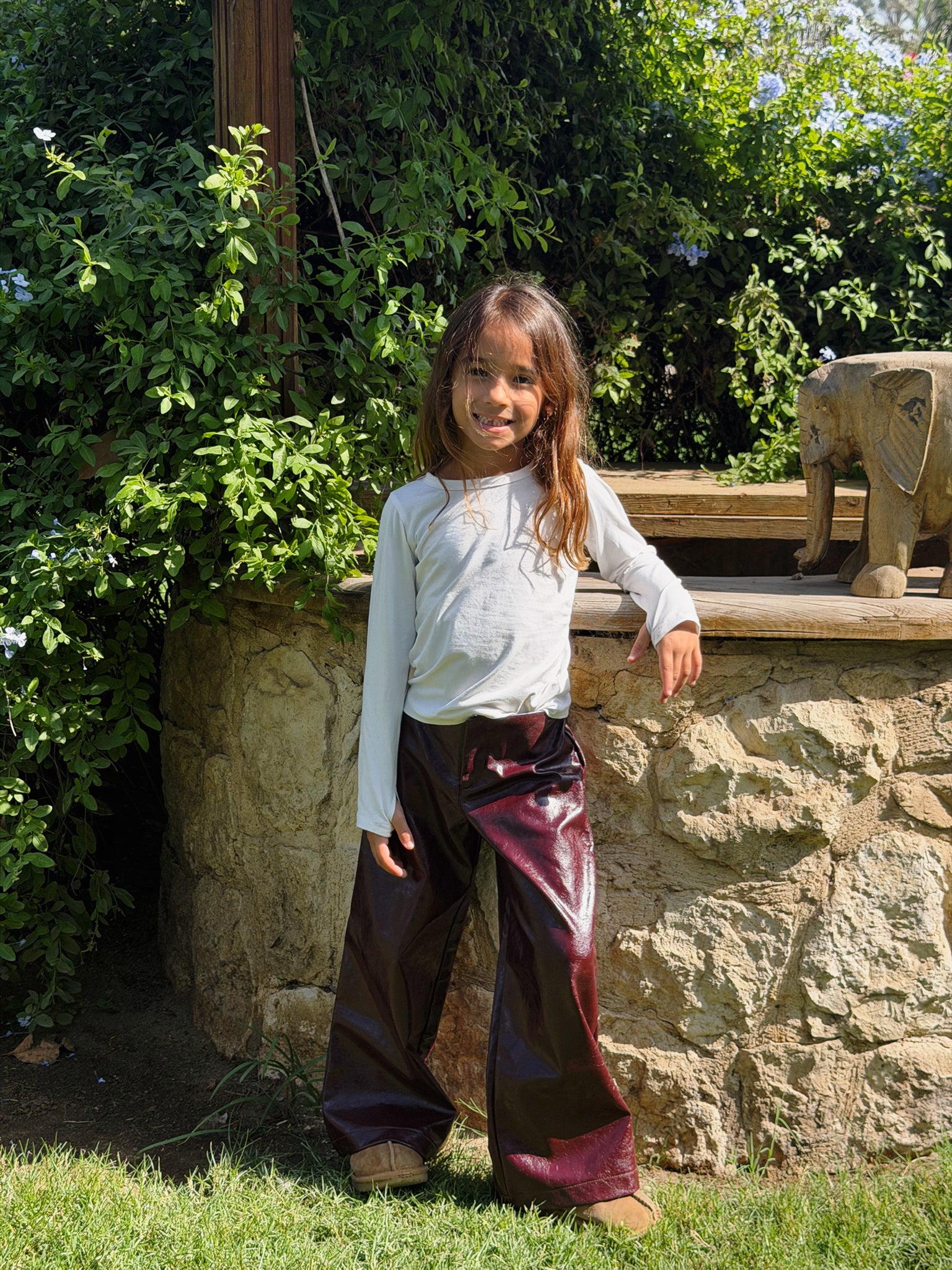 Kids Cherry Leather Pants