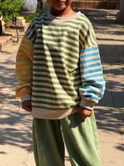Kids Olive Stripped Sweatshirt