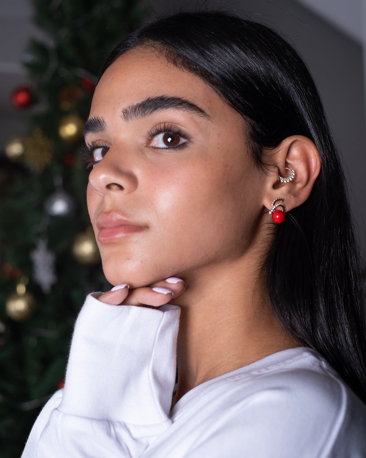 Red Ornament Earrings