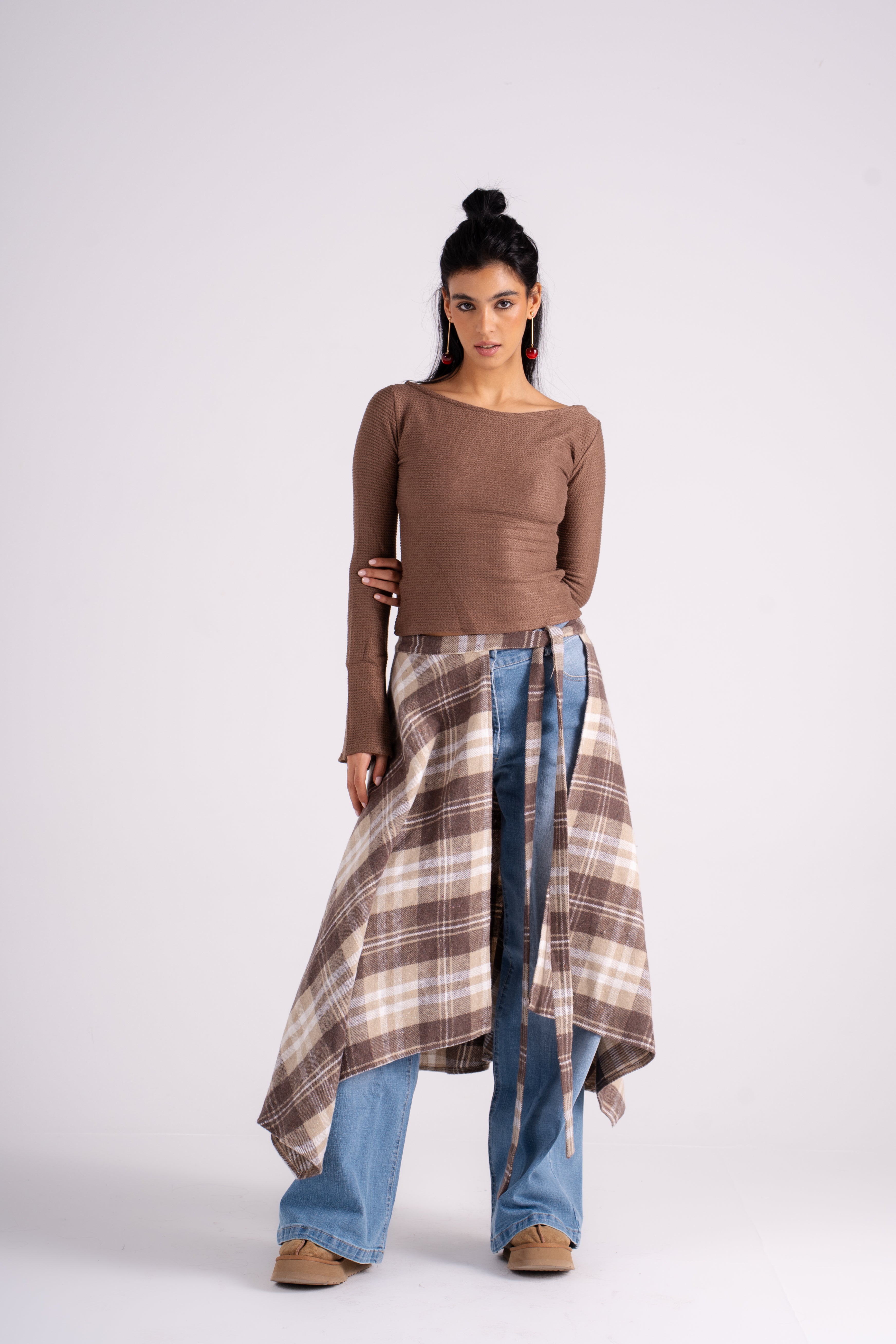 The Long Checkered Waist Wrap