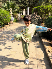 Kids Olive Stripped Sweatshirt