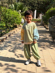 Kids Olive Stripped Sweatshirt