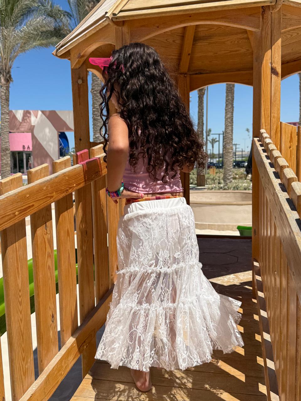 Kids Laced Skirt - White