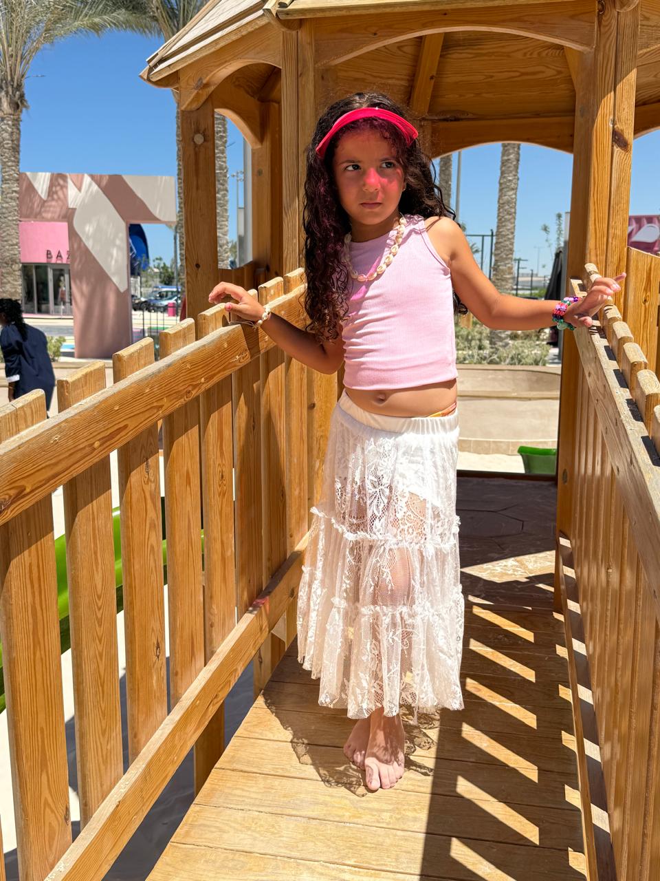 Kids Laced Skirt - White