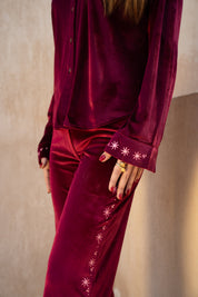 Layaly Ramadan Velvet Set - Burgundy