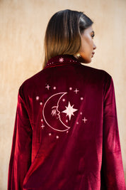 Layaly Ramadan Velvet Set - Burgundy