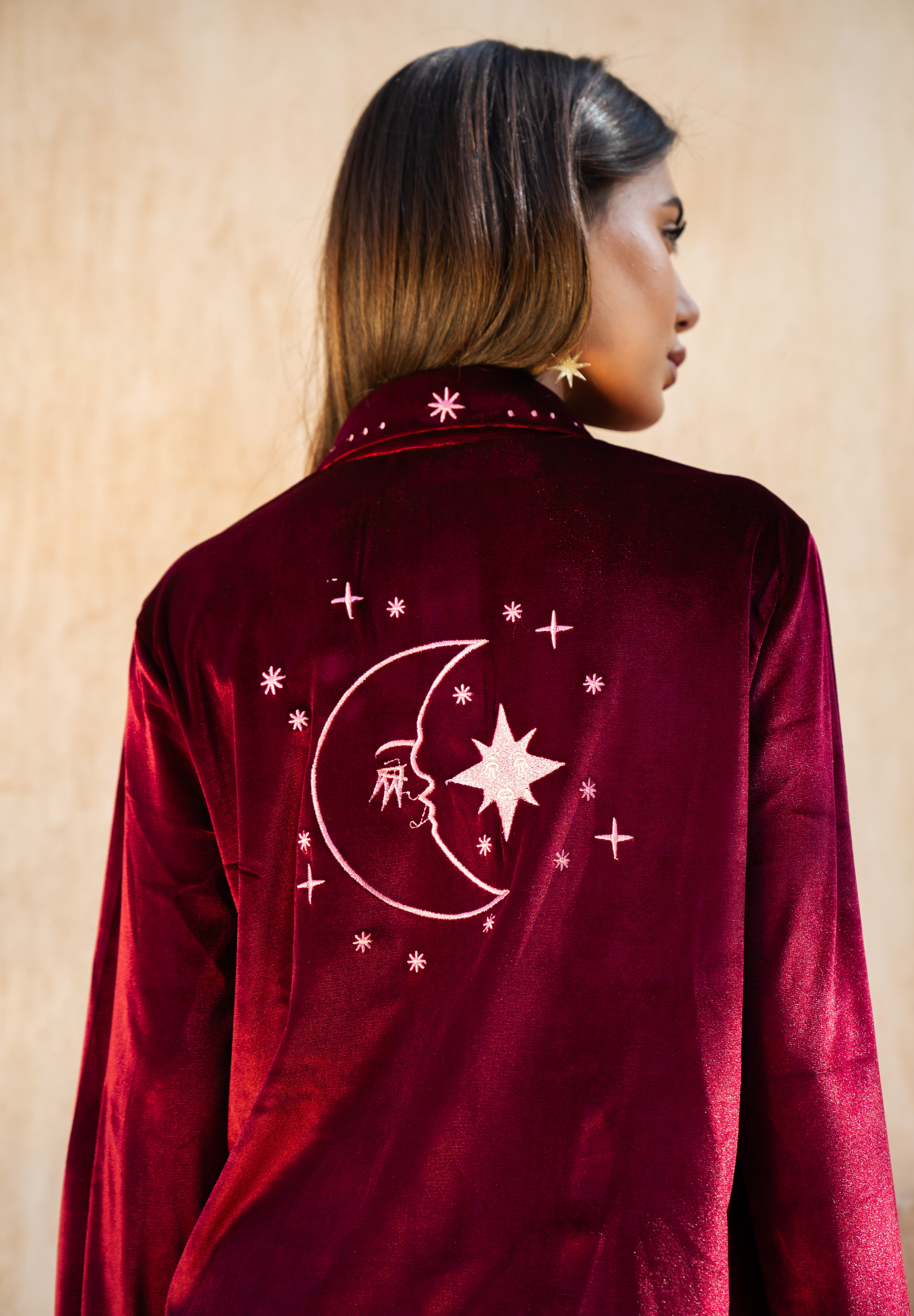 Layaly Ramadan Velvet Set - Burgundy