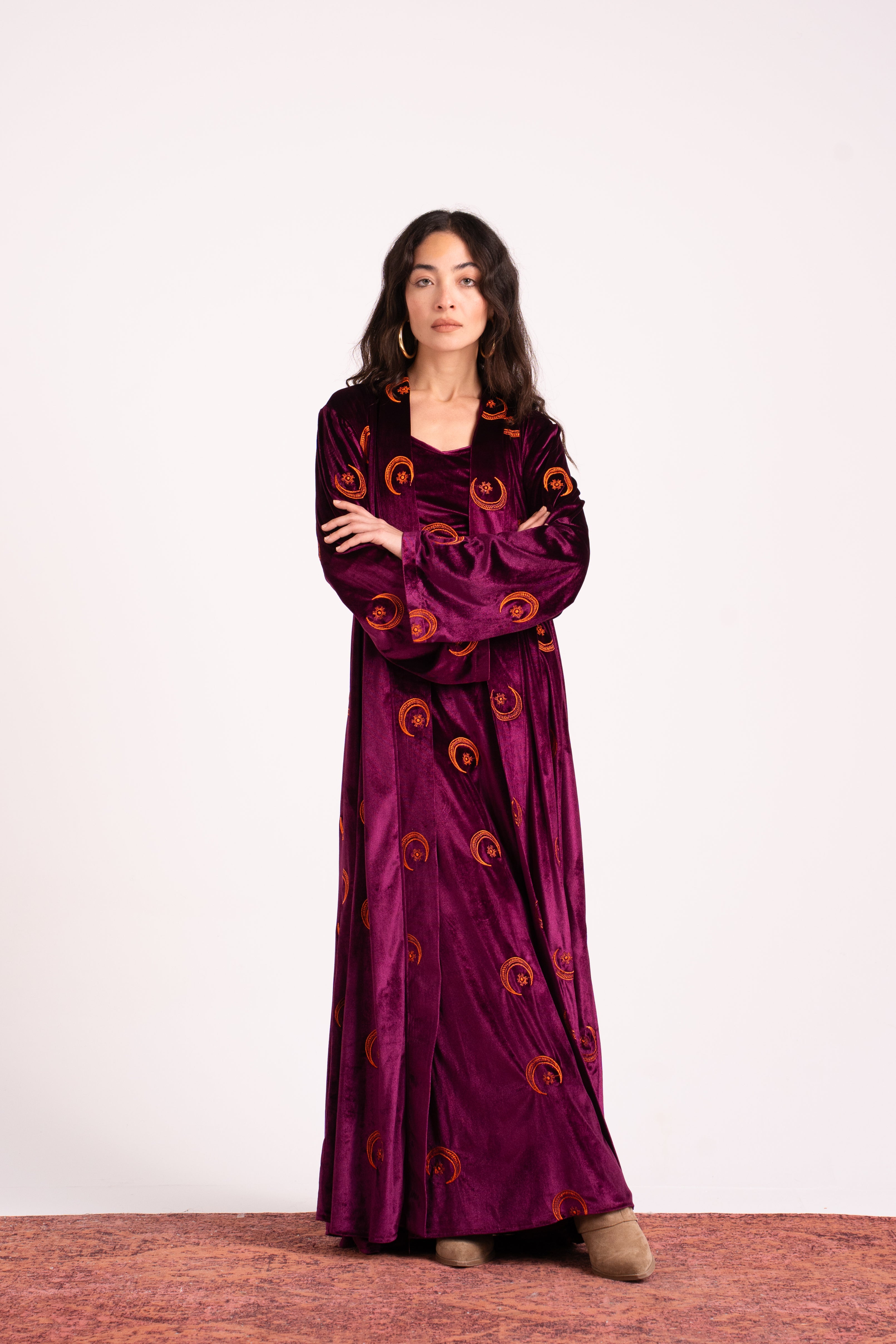 The Hilal Embroidered Velvet Cardigan