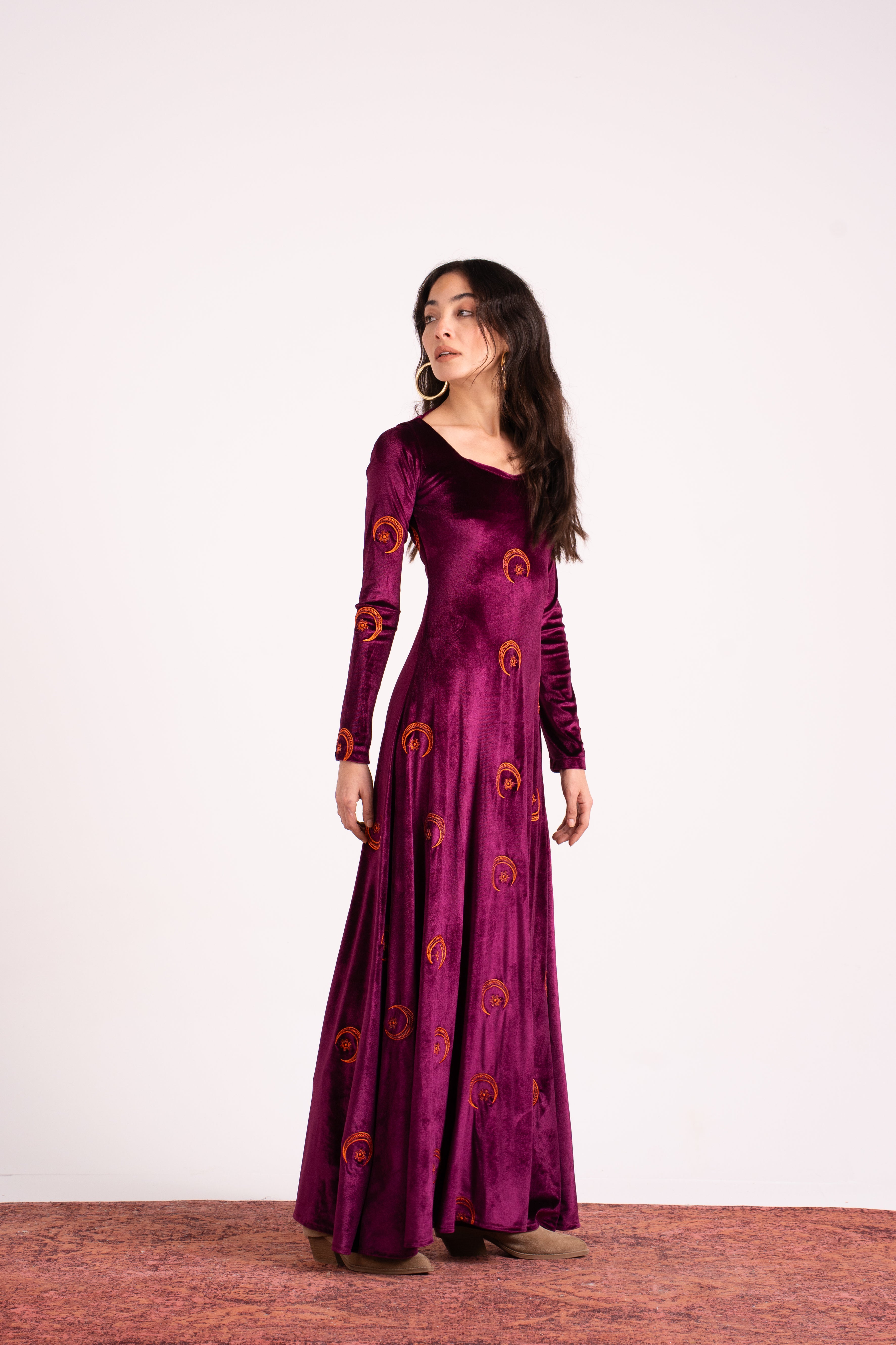 The Hilal Embroidered Velvet Dress