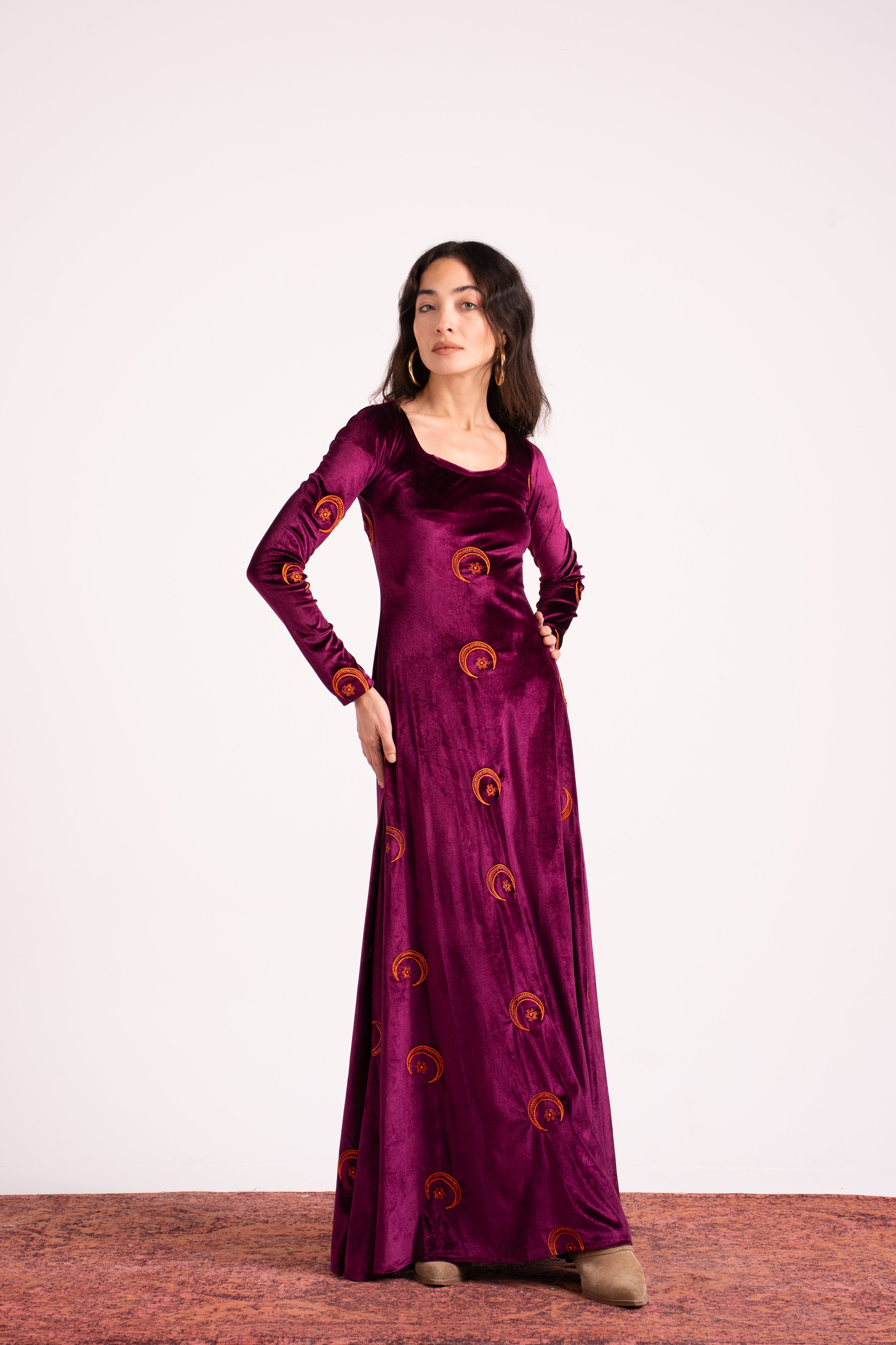The Hilal Embroidered Velvet Dress