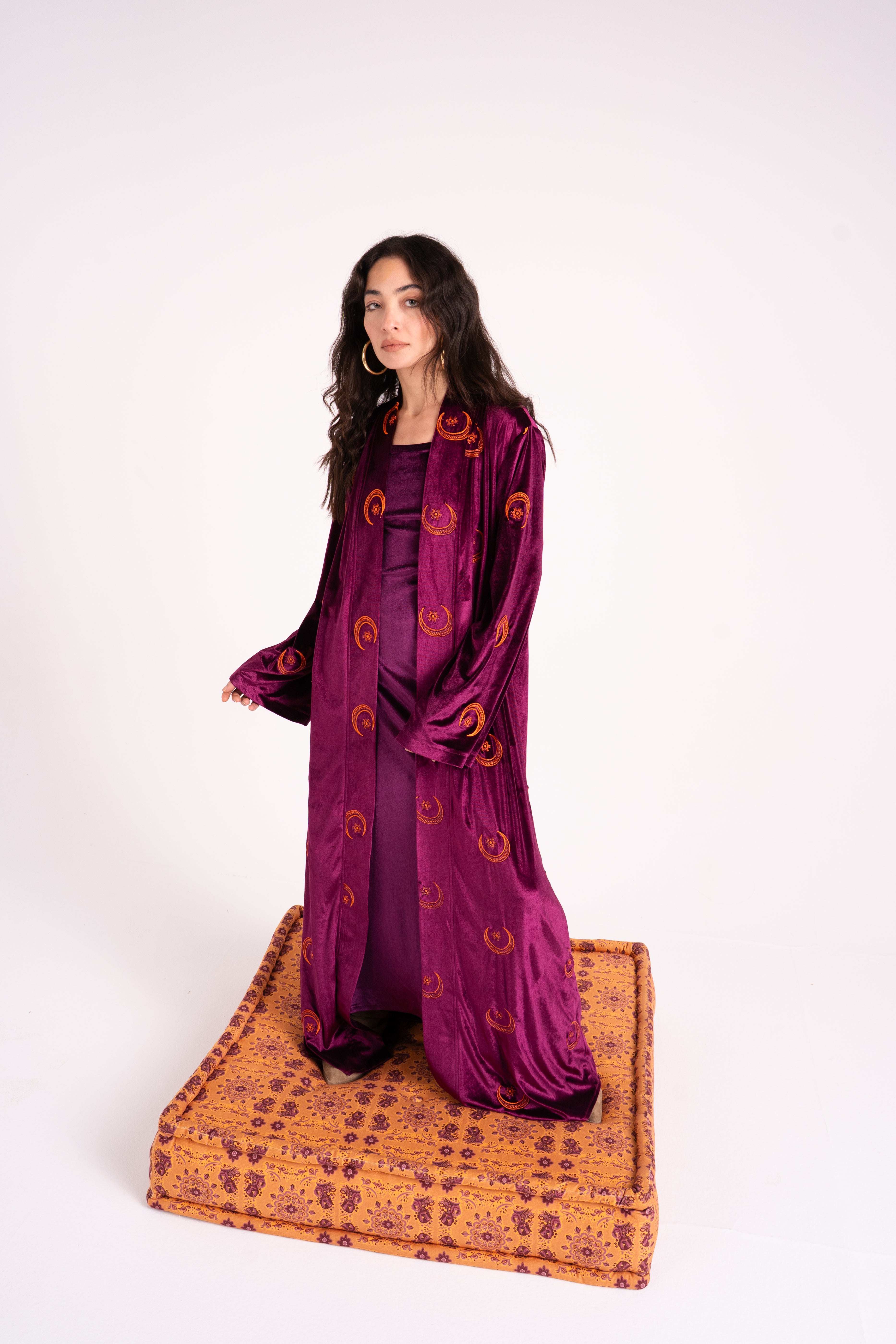 The Hilal Embroidered Velvet Cardigan