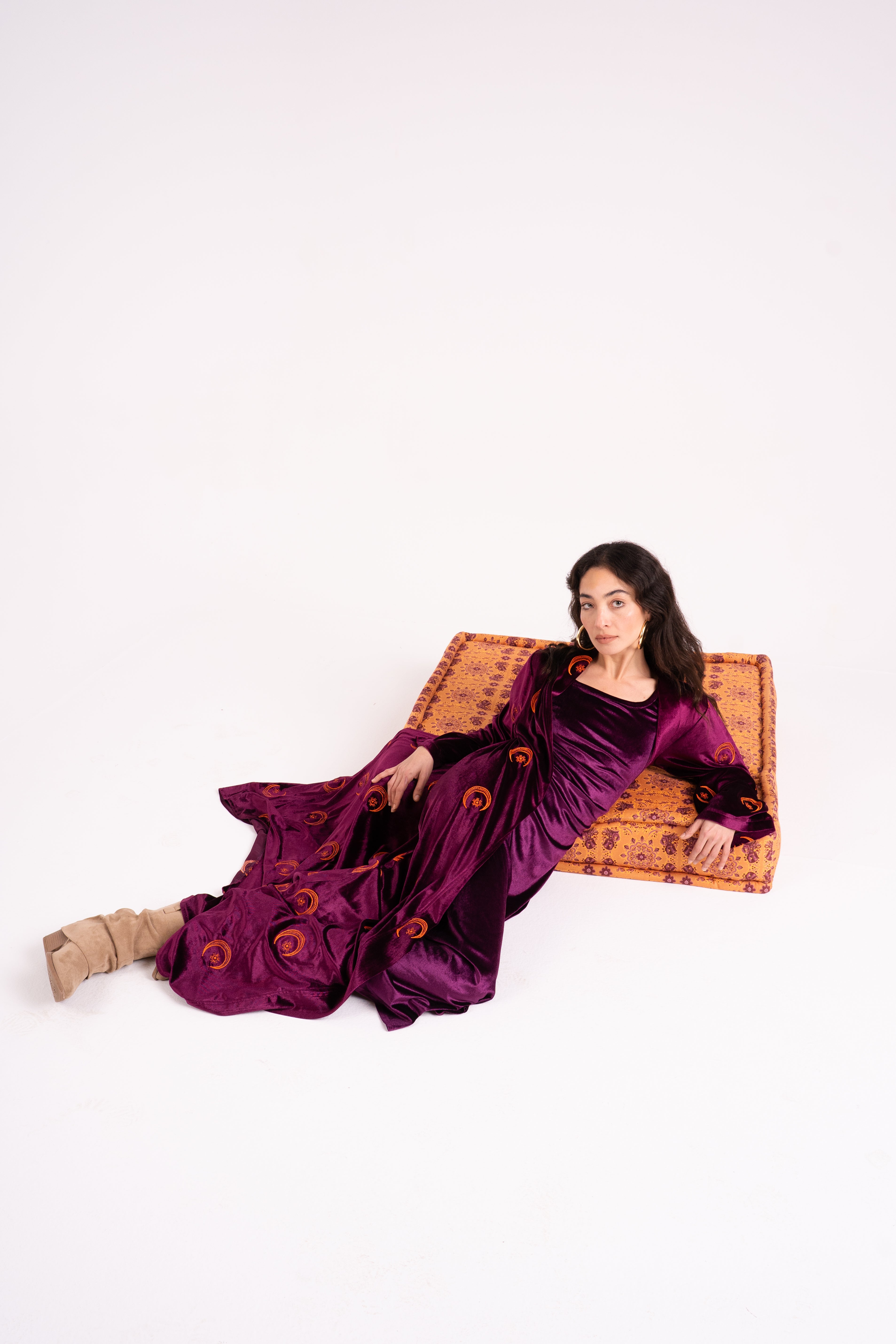 The Hilal Embroidered Velvet Dress