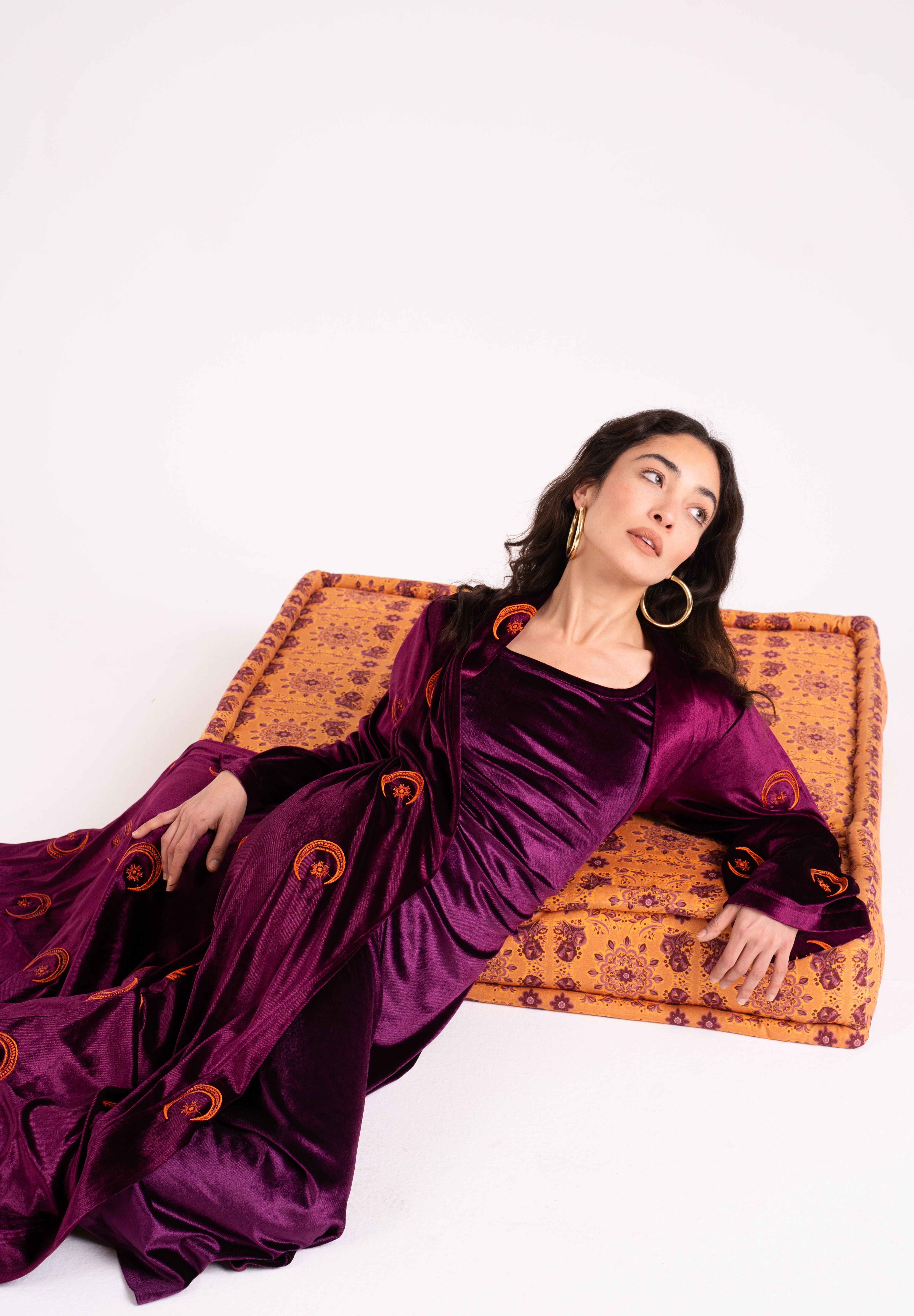 The Hilal Embroidered Velvet Cardigan