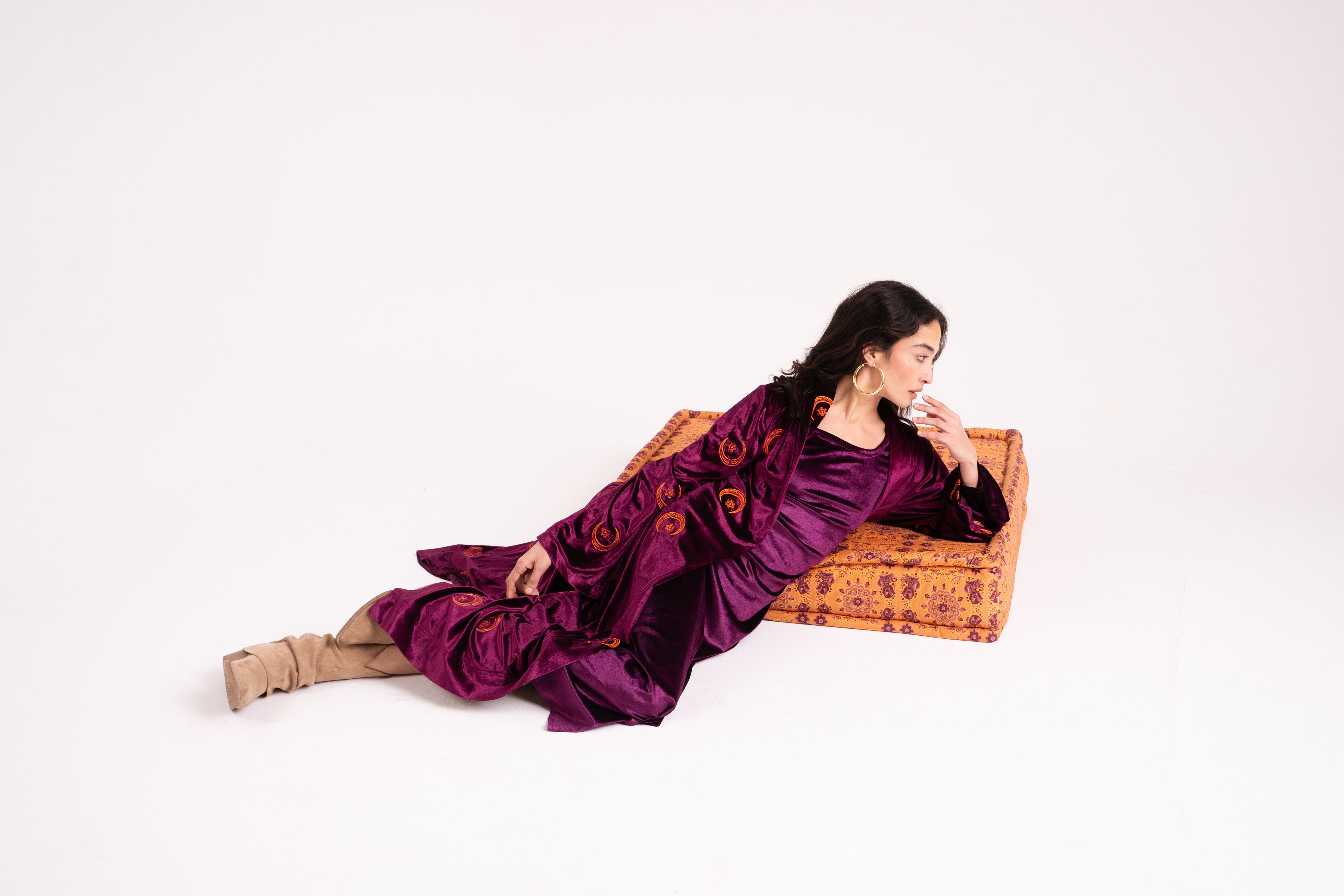 The Hilal Embroidered Velvet Cardigan