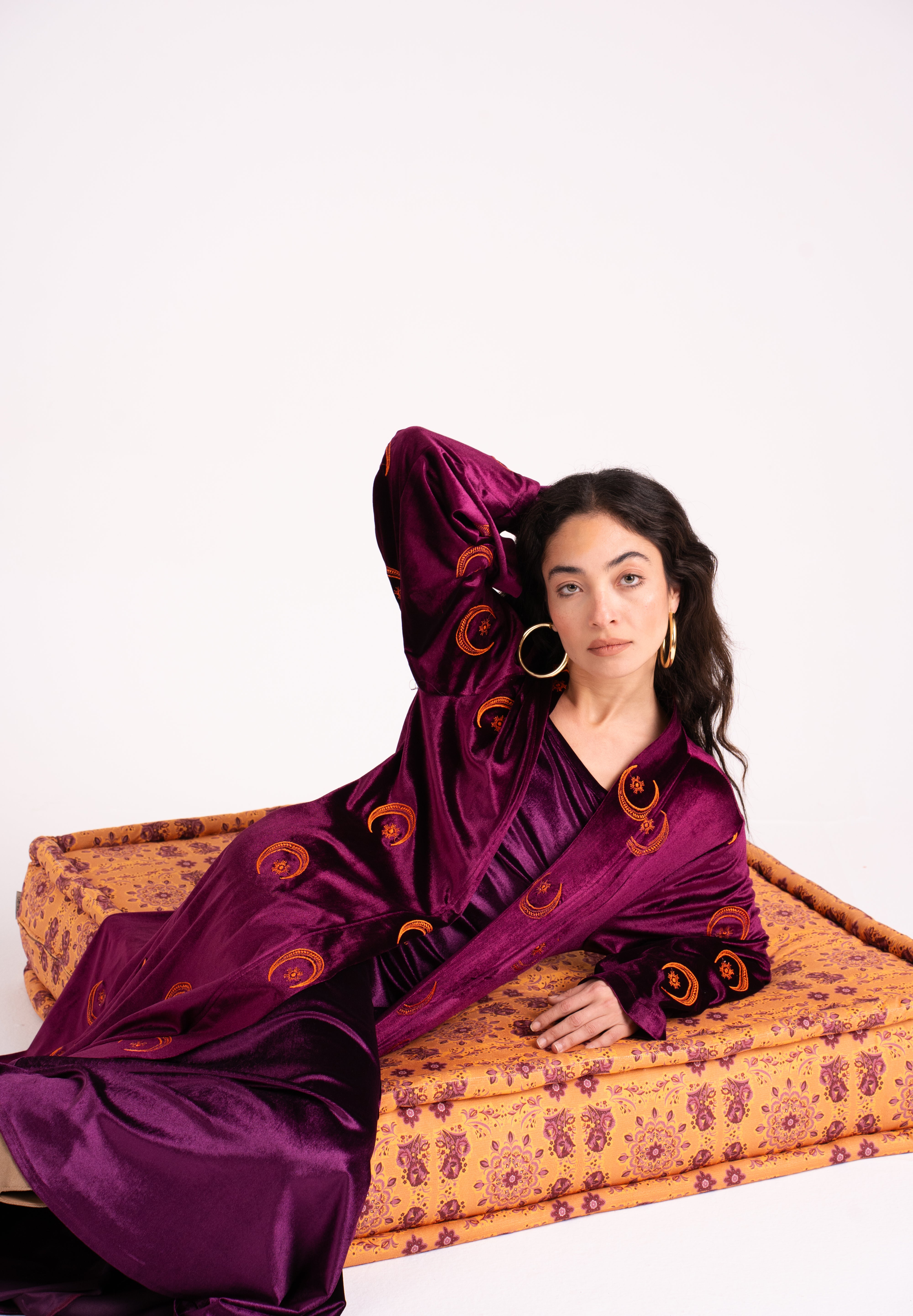 The Hilal Embroidered Velvet Cardigan