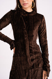 Flared Velvet Dress Brown