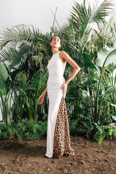 White Leopard Side Dress