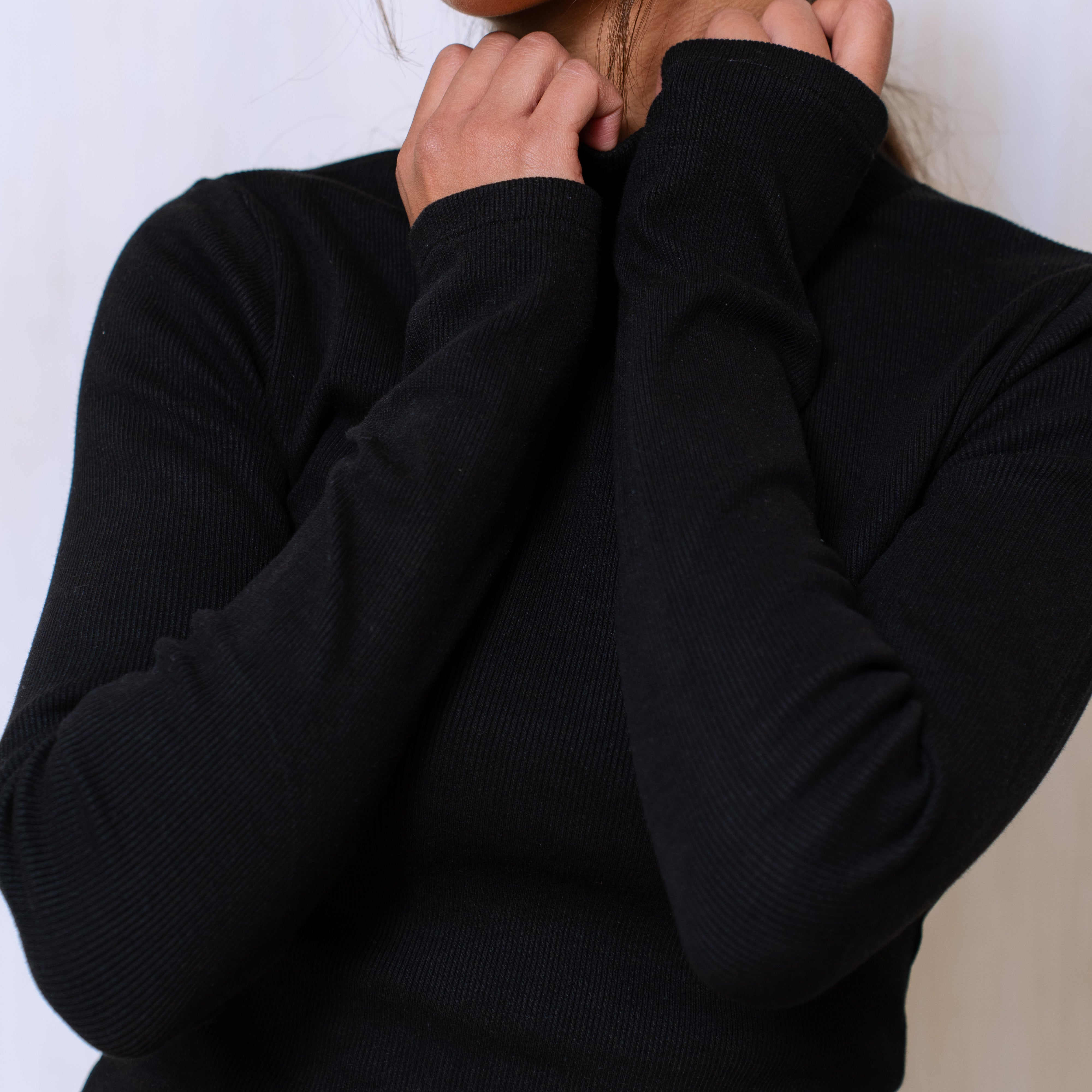 Ribbed High Neck Long Sleeve
