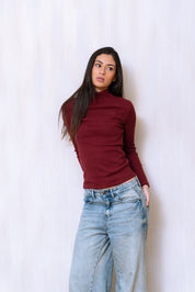 Ribbed High Neck Long Sleeve