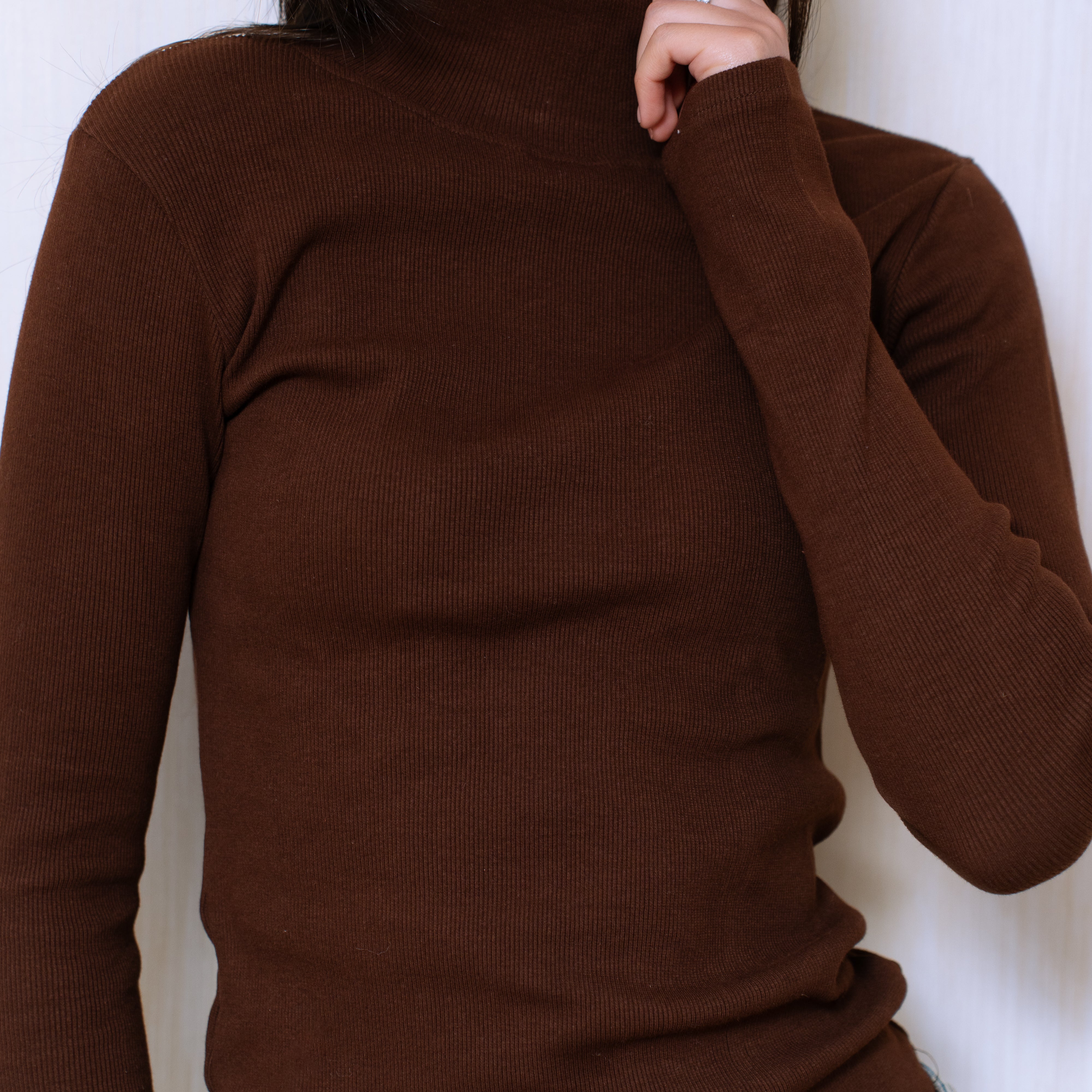 Ribbed High Neck Long Sleeve