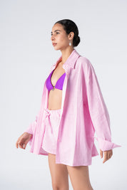 The Linen Short Set - Pink