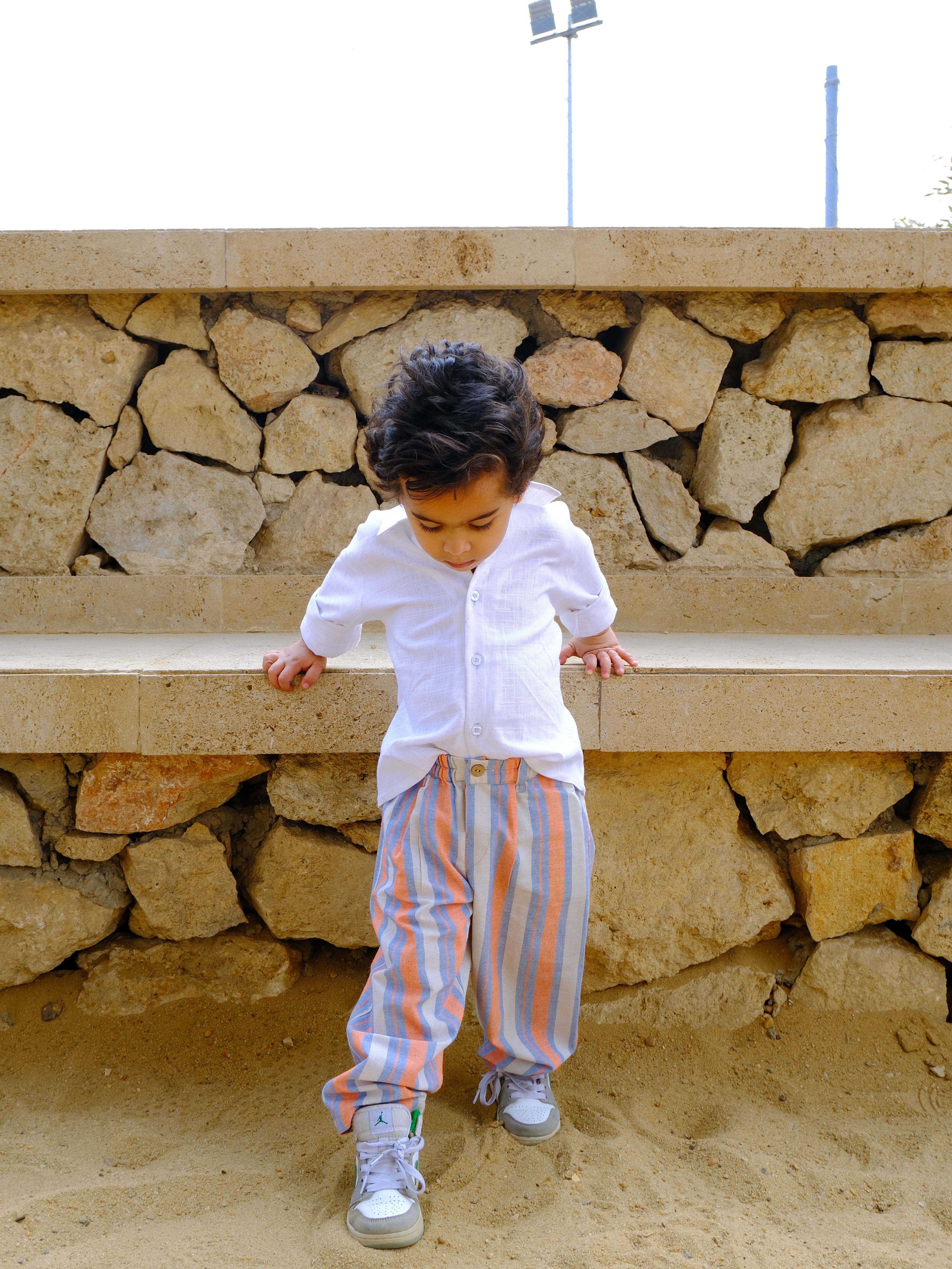 Kids Orange Striped Pants