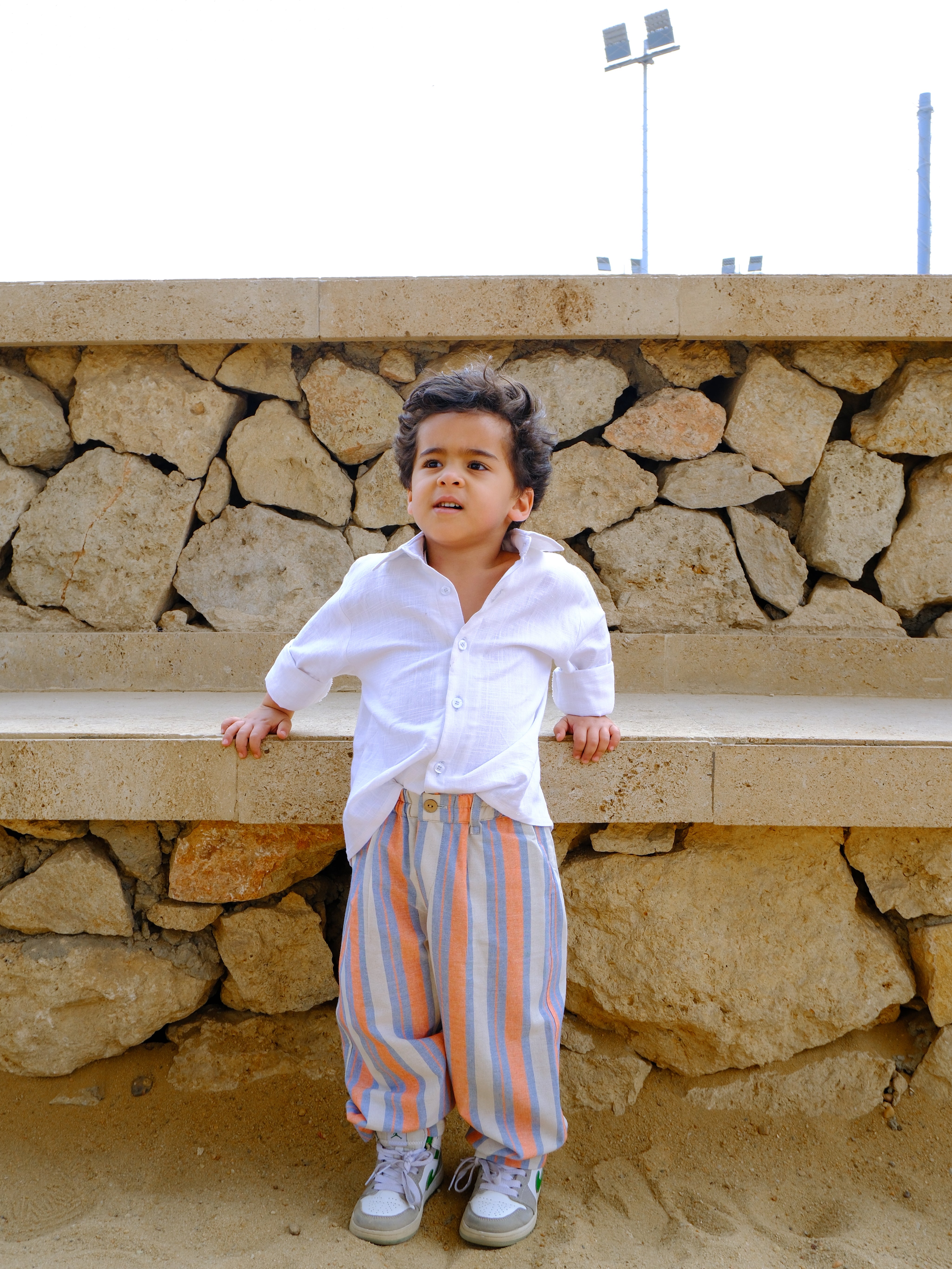 Kids Orange Striped Pants